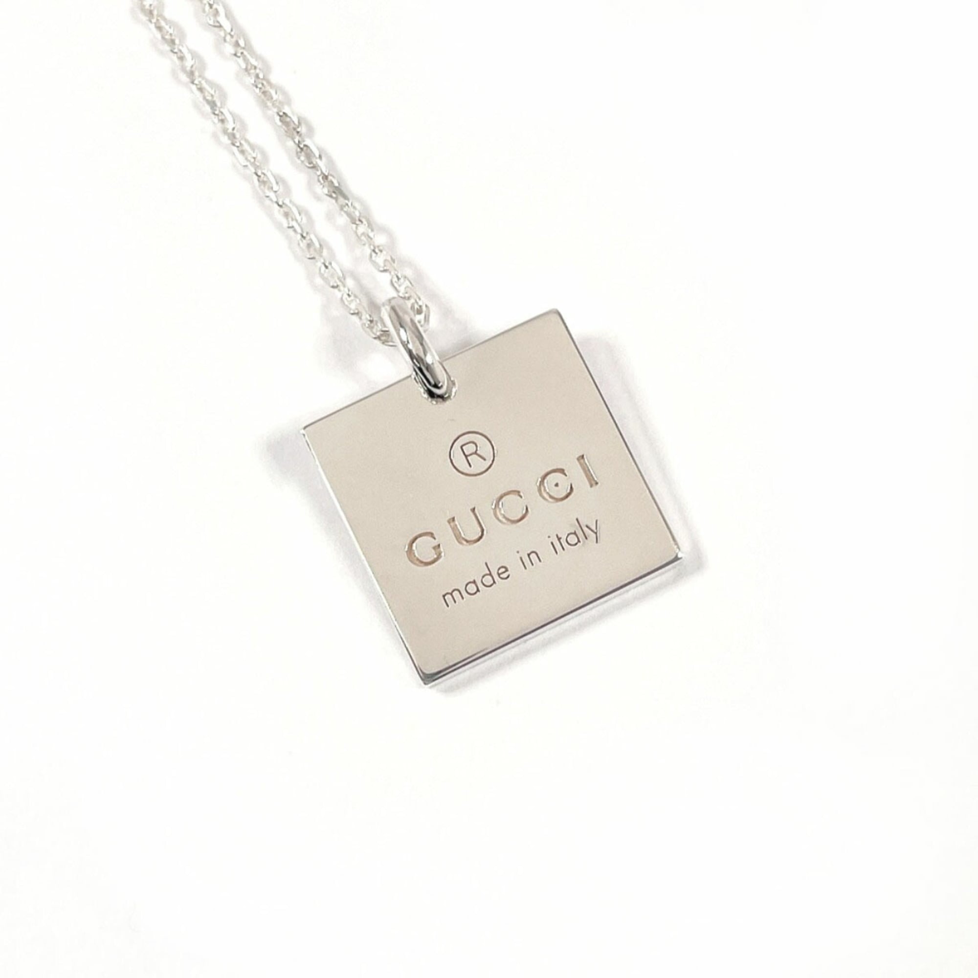 Square Plate Pendant Necklace Sterling Silver