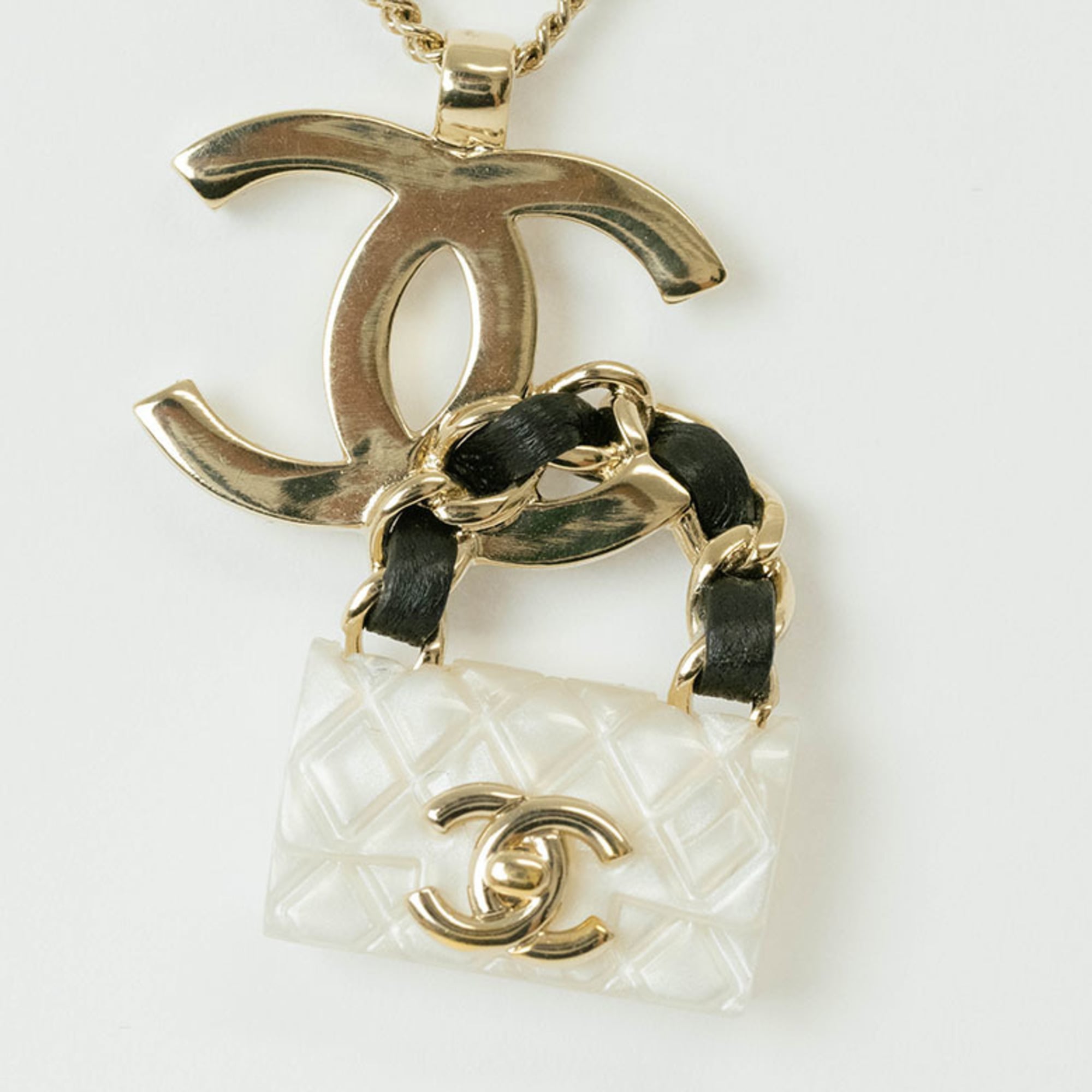 CC Logo Pendant Necklace Gold-Tone Metal