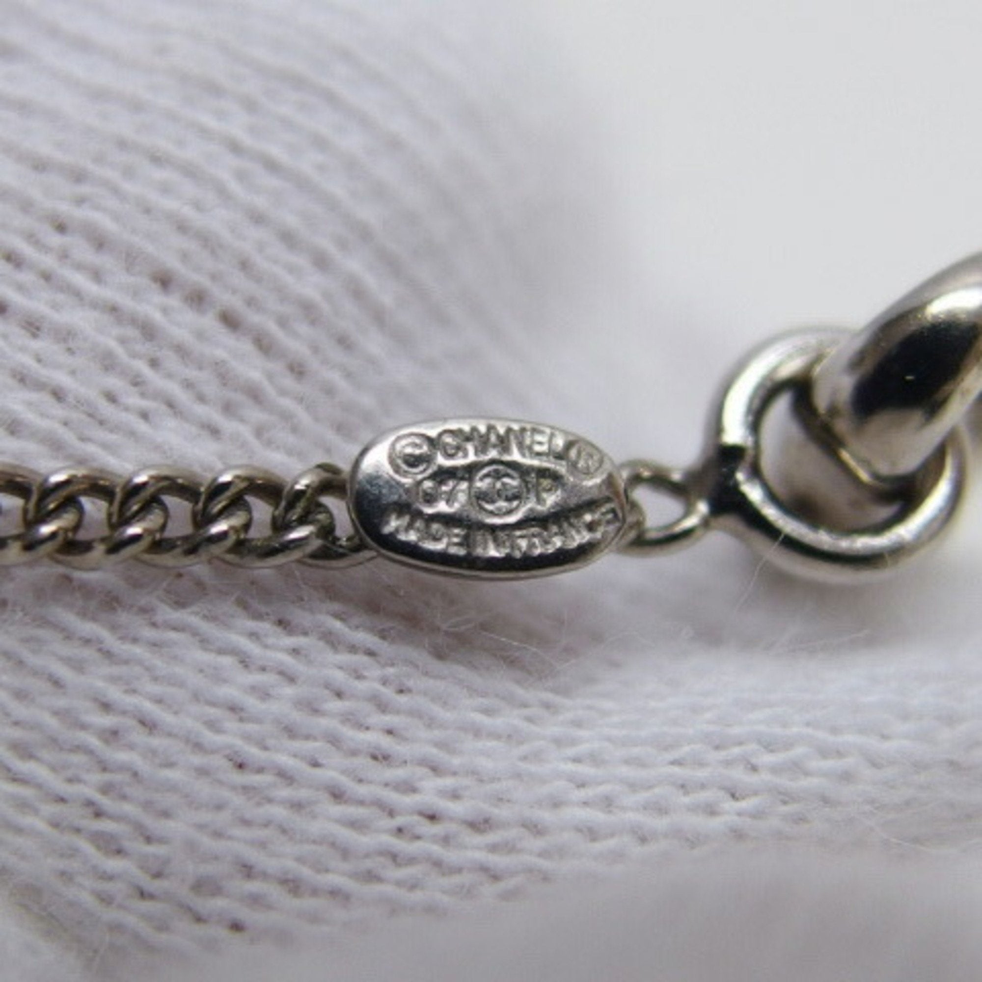 CC Logo Pendant Necklace Silver-Tone Metal