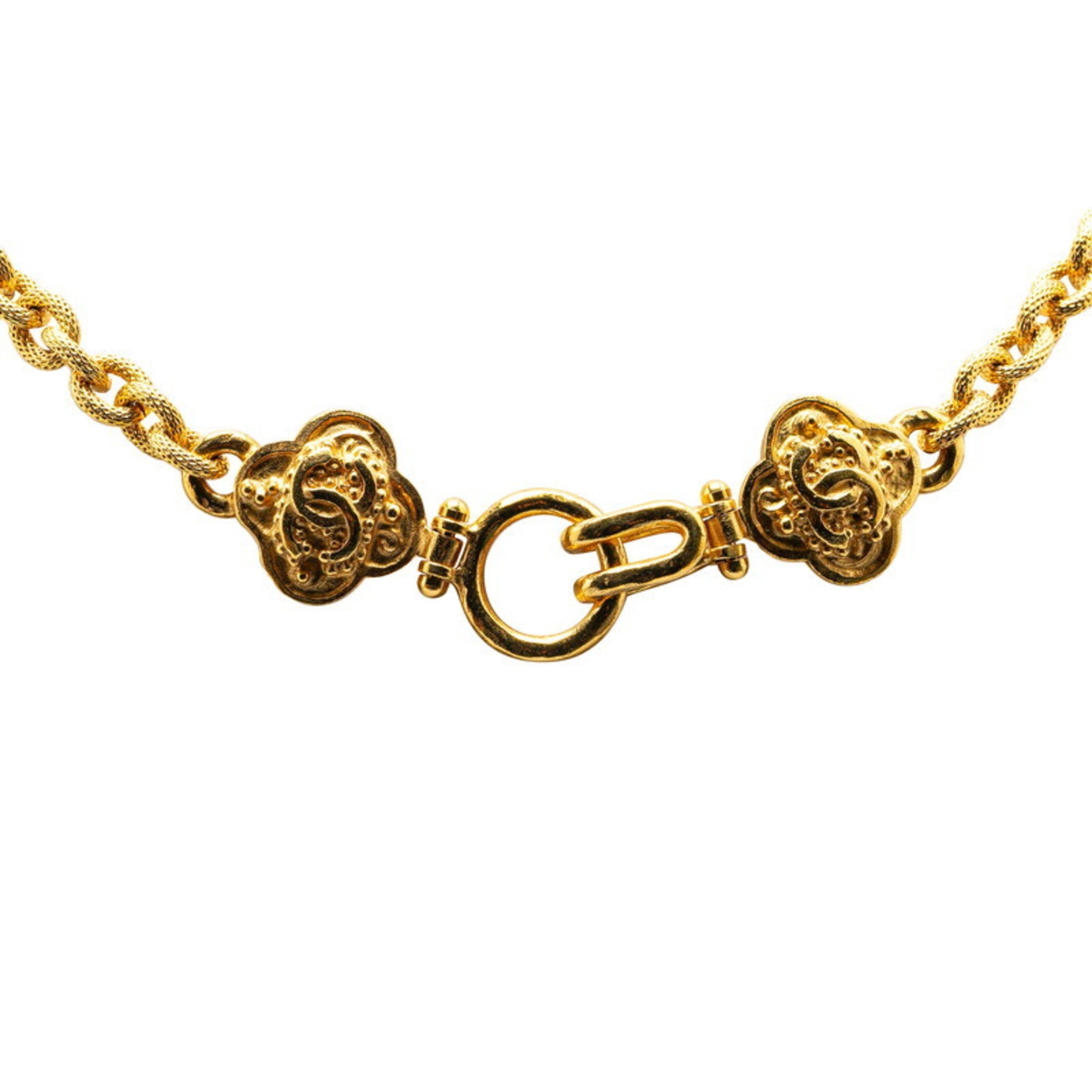 CC Logo Clover Pendant Necklace Gold-Tone Metal