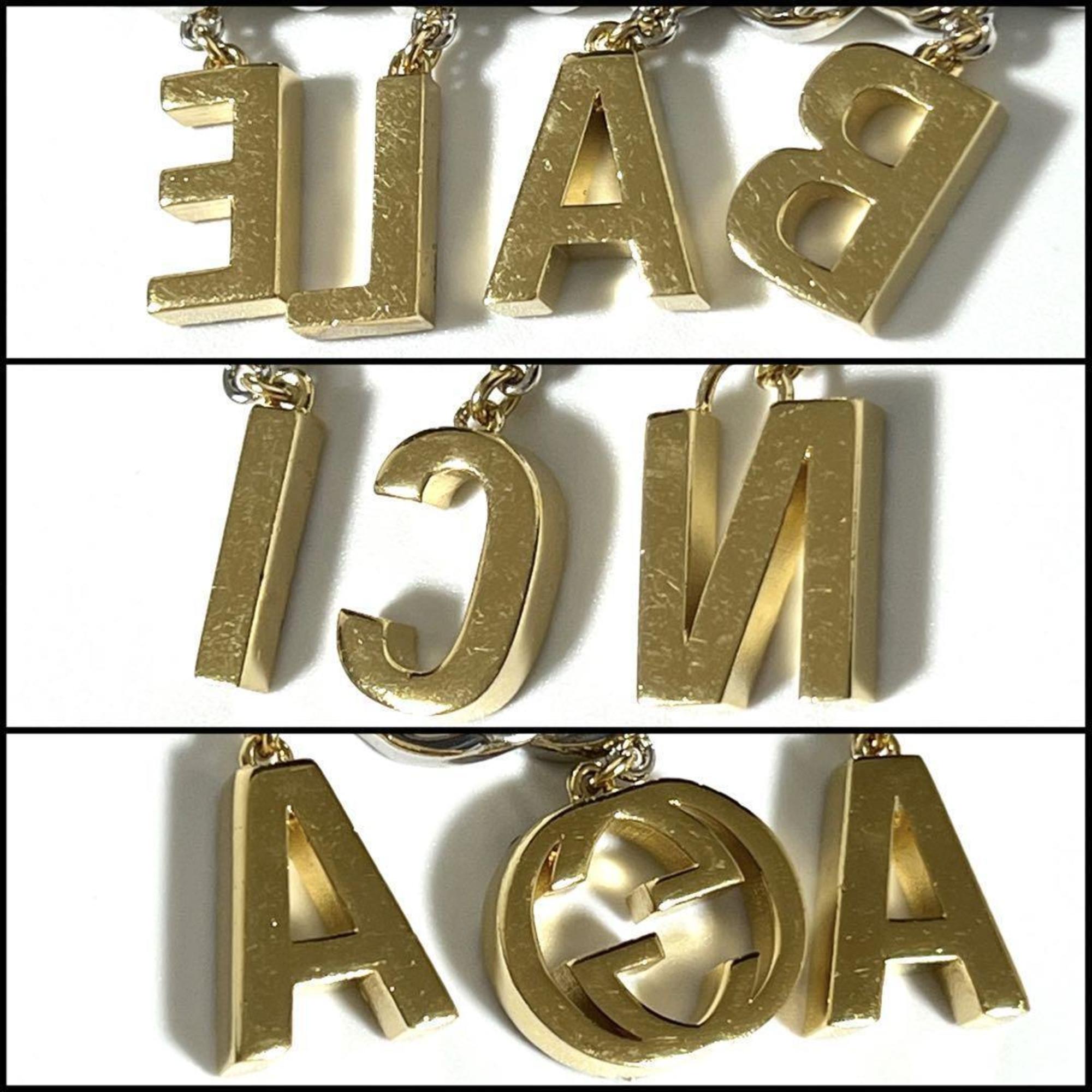 Balenciaga Script Choker Pendant Necklace Metal and Rhinestone