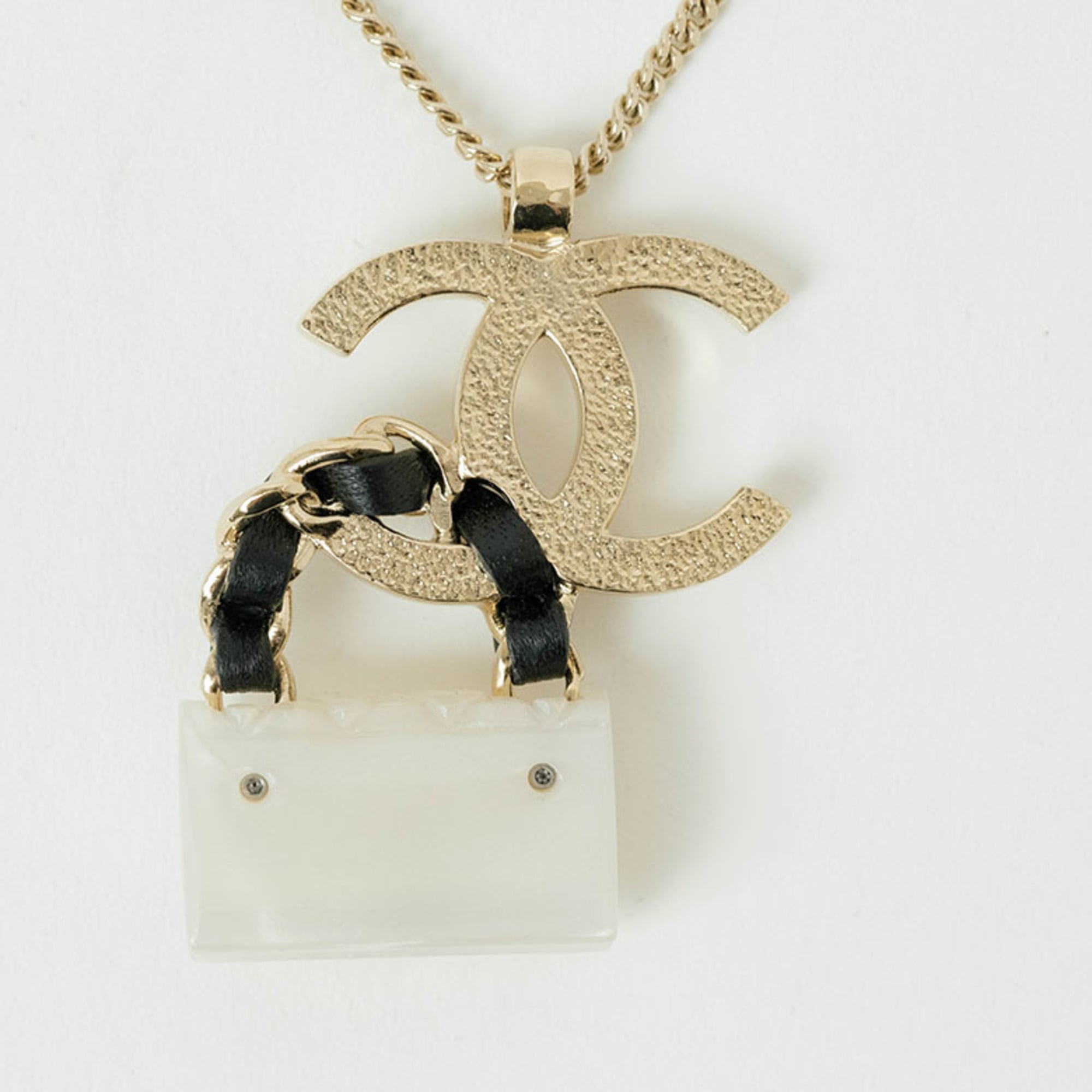 CC Logo Pendant Necklace Gold-Tone Metal