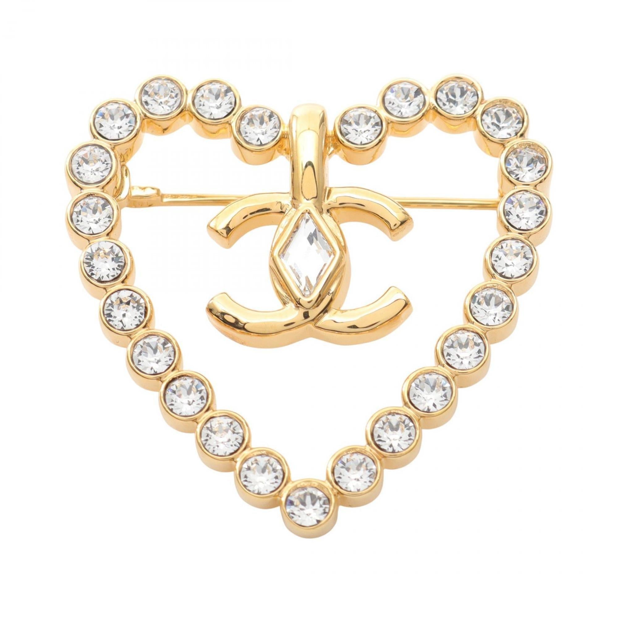 CC Logo Heart Brooch Metal