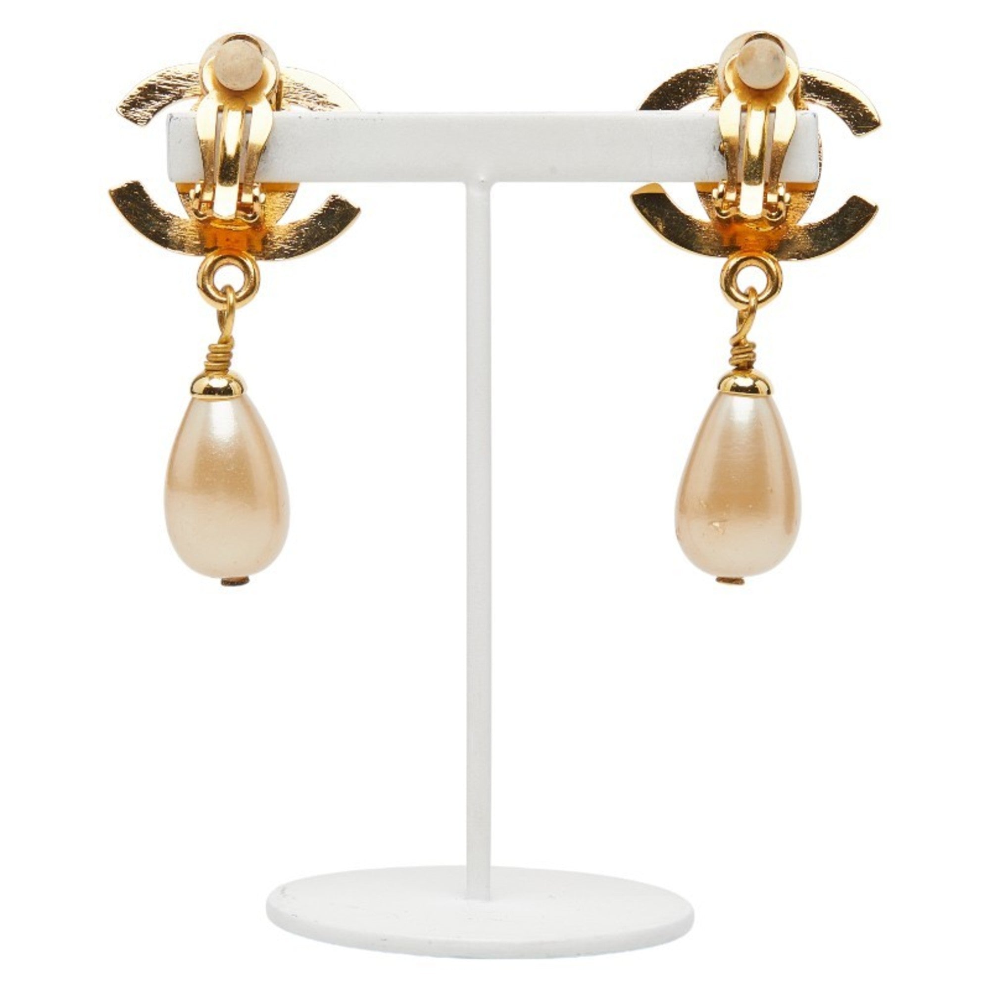 CC Logo Lock Clip-On Earrings Metal Gold-Tone Metal
