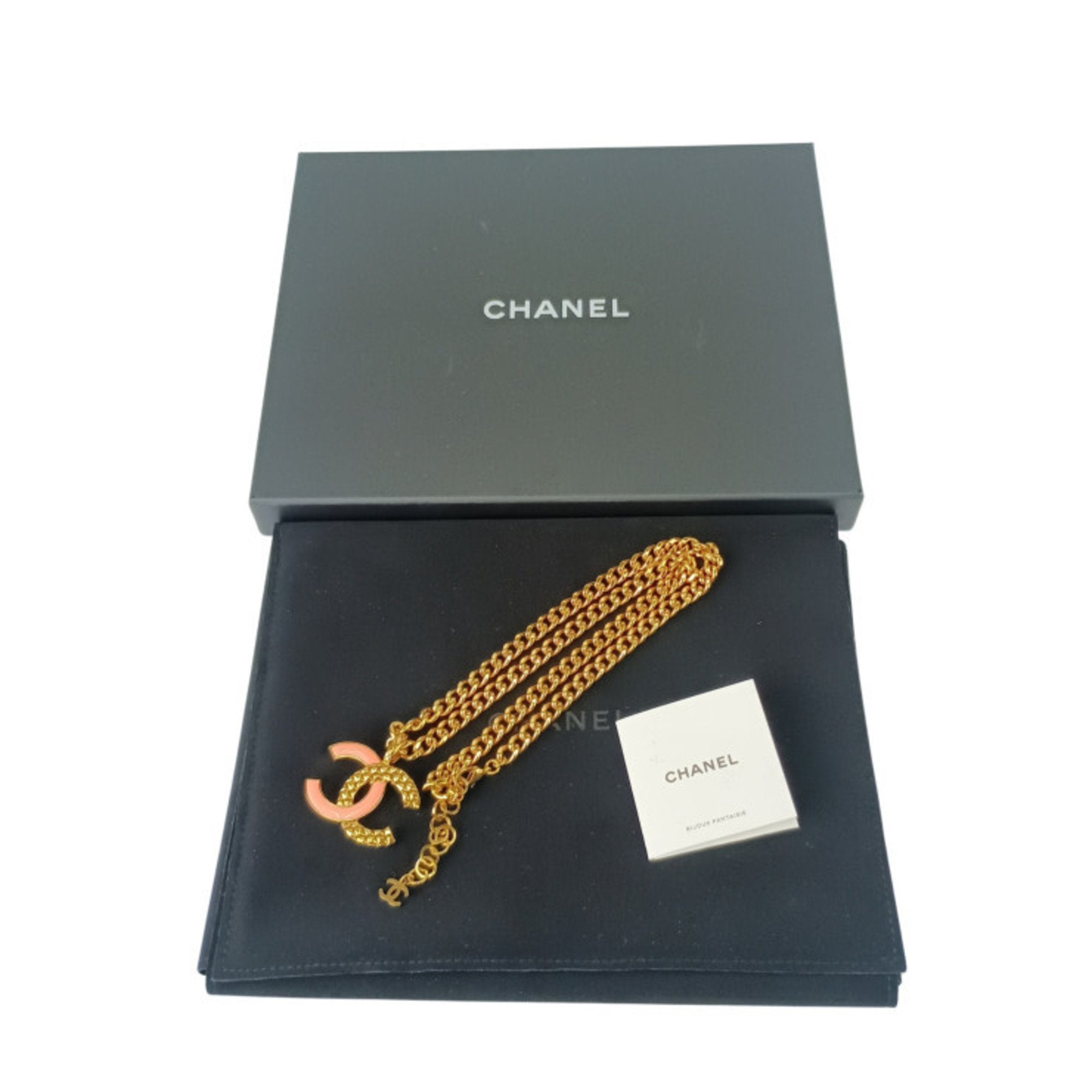 CC Logo Pendant Necklace Gold-Tone Metal
