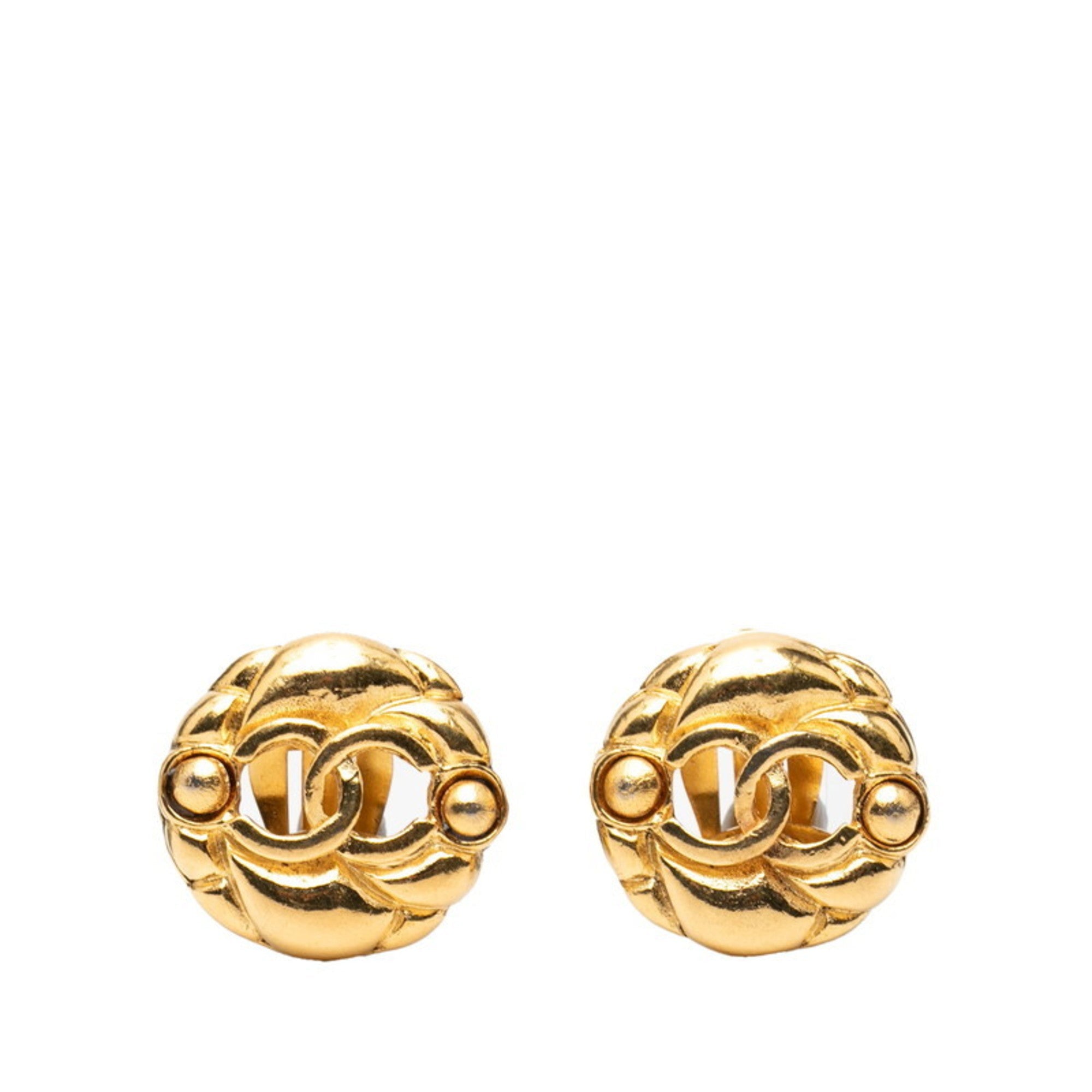 CC Logo Clip-On Earrings Metal Gold-Tone Metal