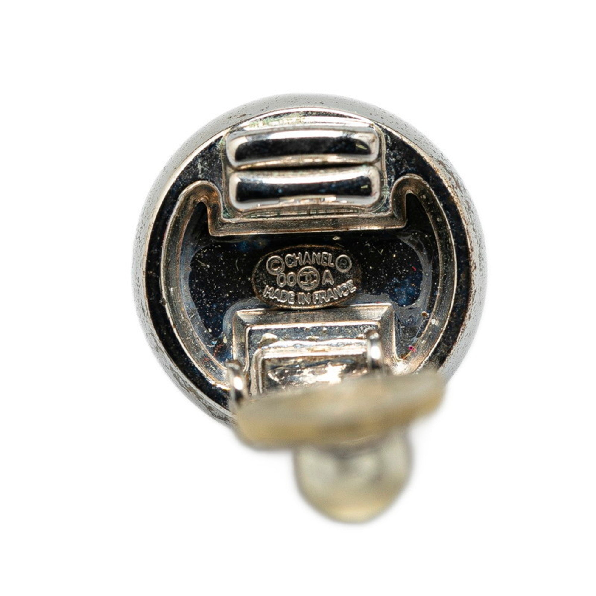 CC Logo Ball Clip-On Earrings Silver-Tone Metal Silver-Tone Metal