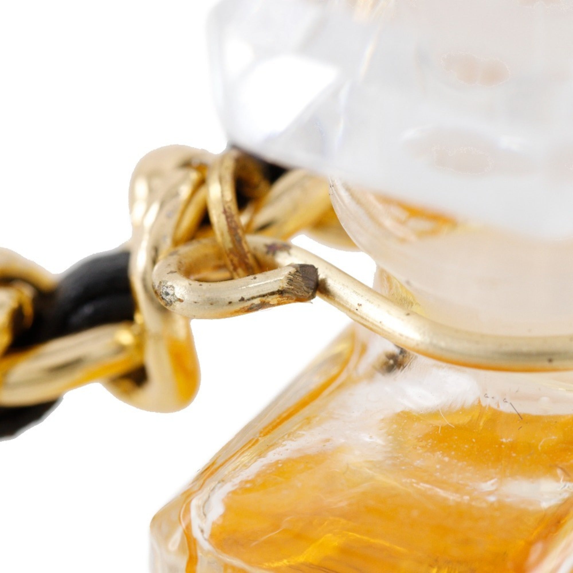 Perfume Bottle Pendant Necklace Gold and Leather