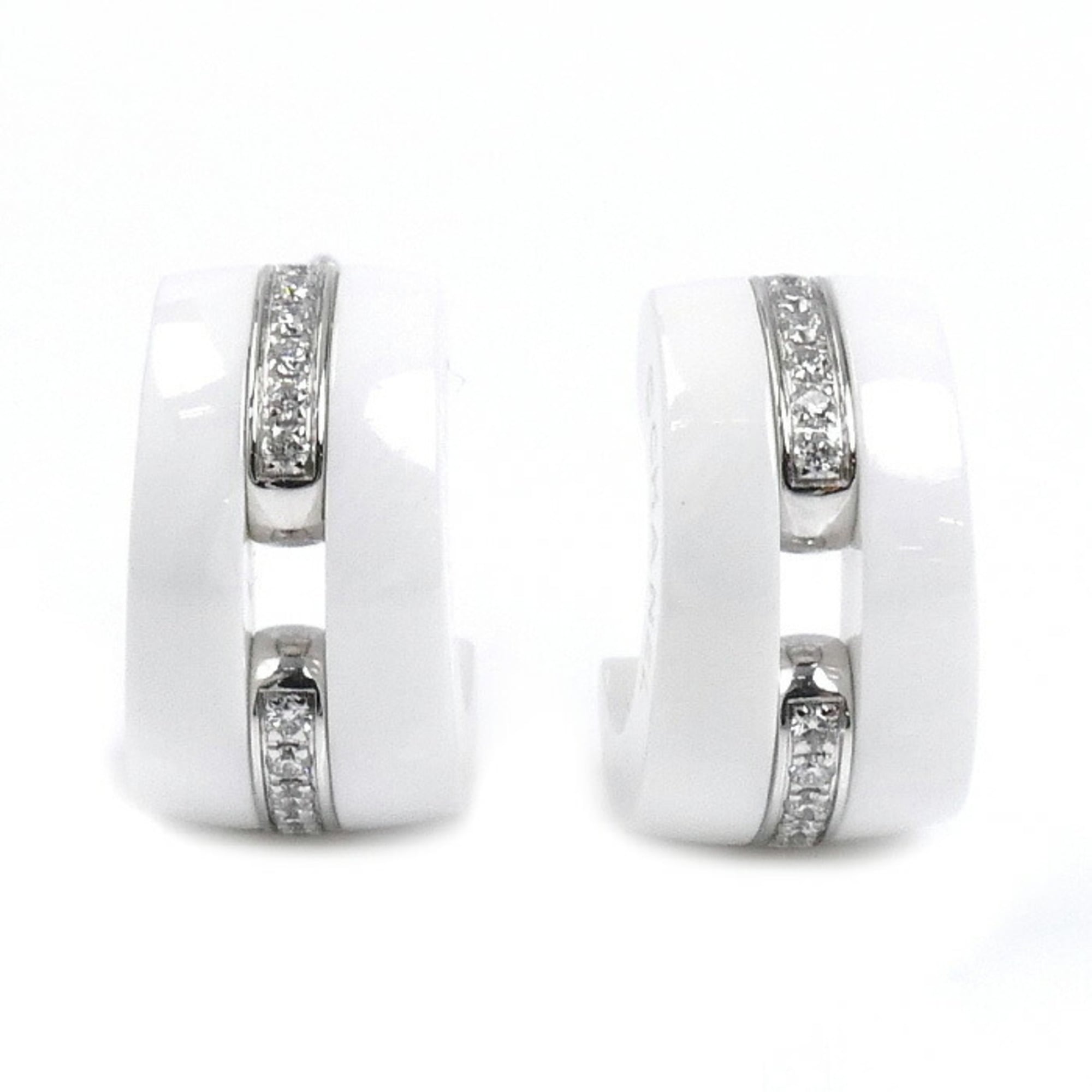 Earrings 18K White Gold and Ceramic