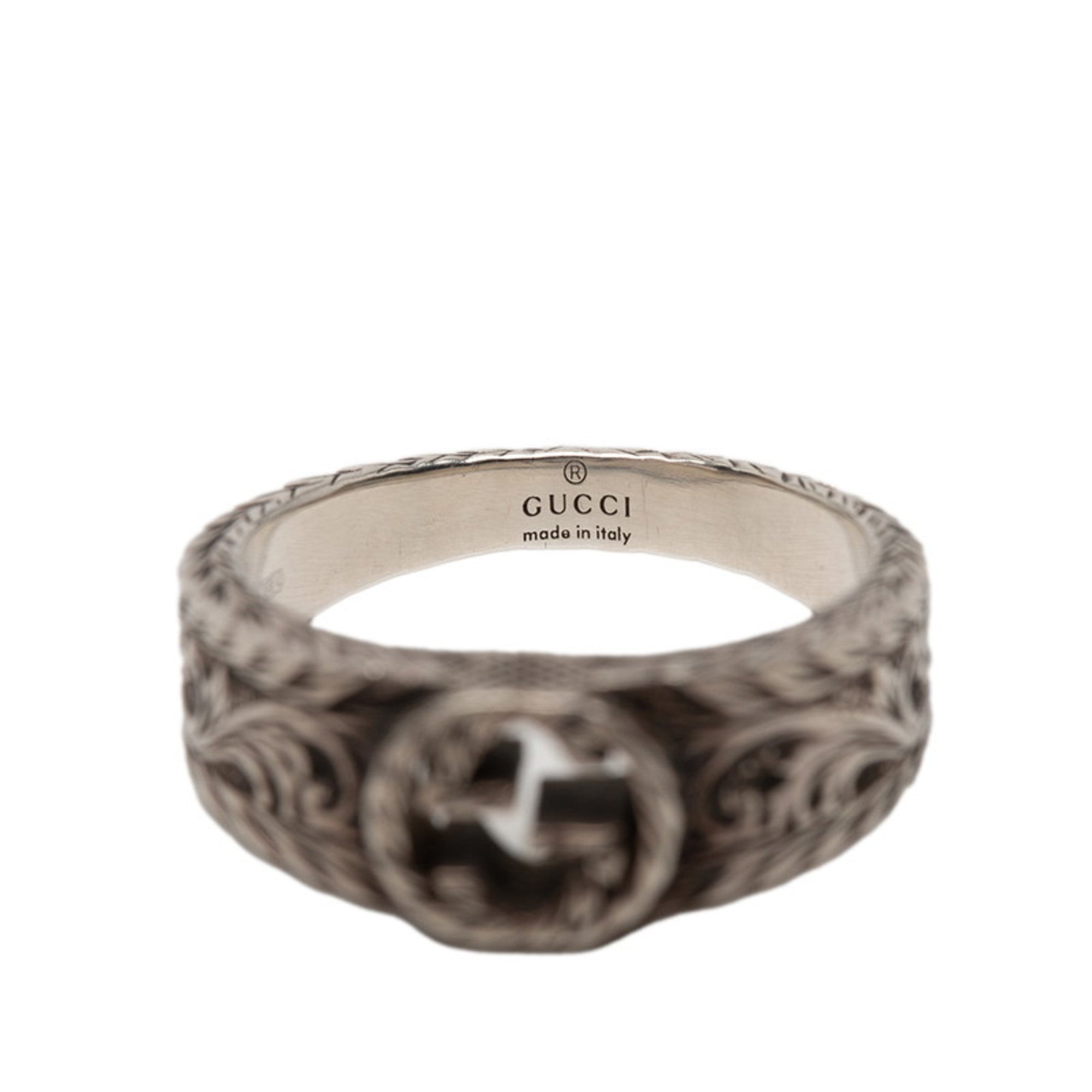 Interlocking G Arabesque Band Ring Sterling Silver