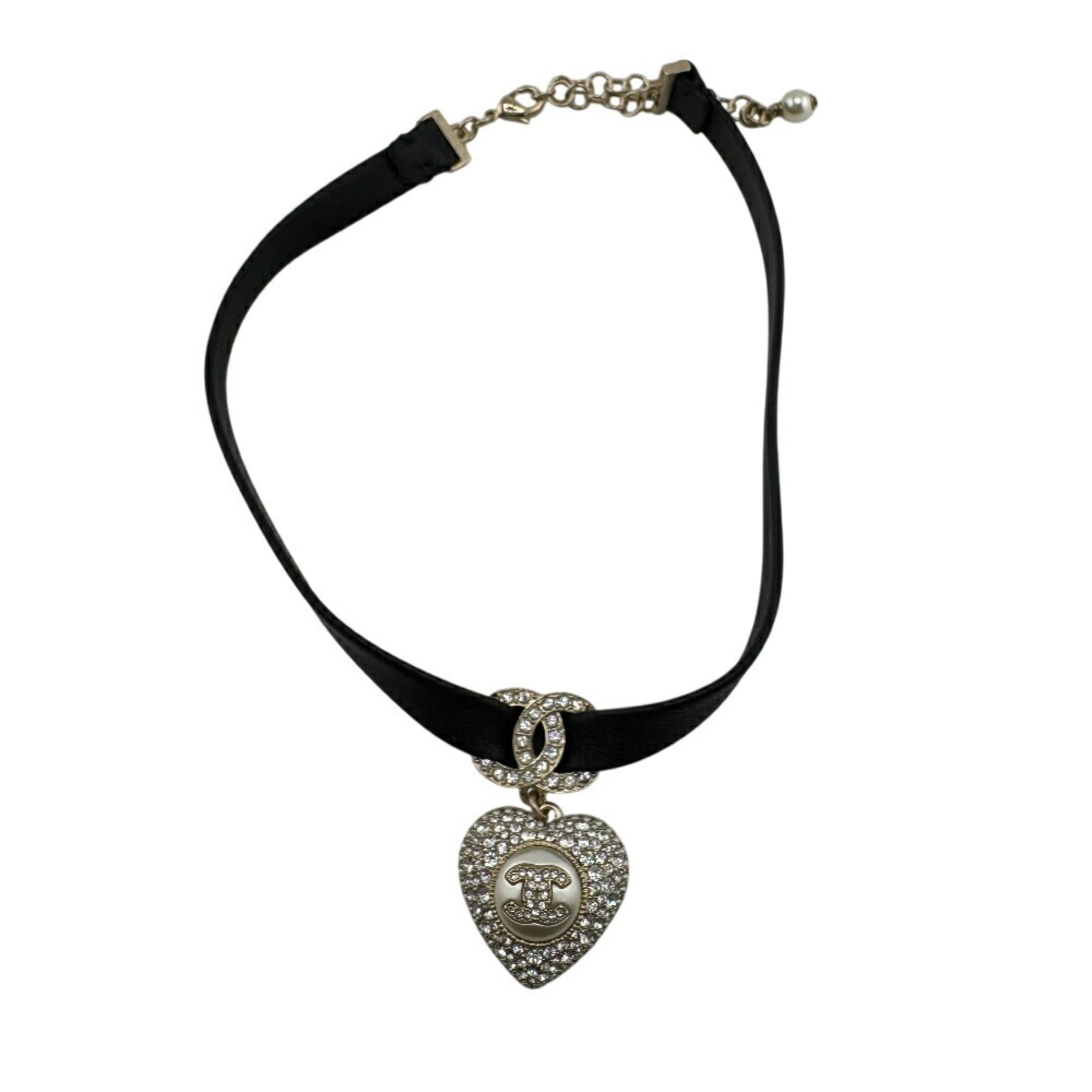 CC Logo Chain Heart Necklace Gold-Tone Metal