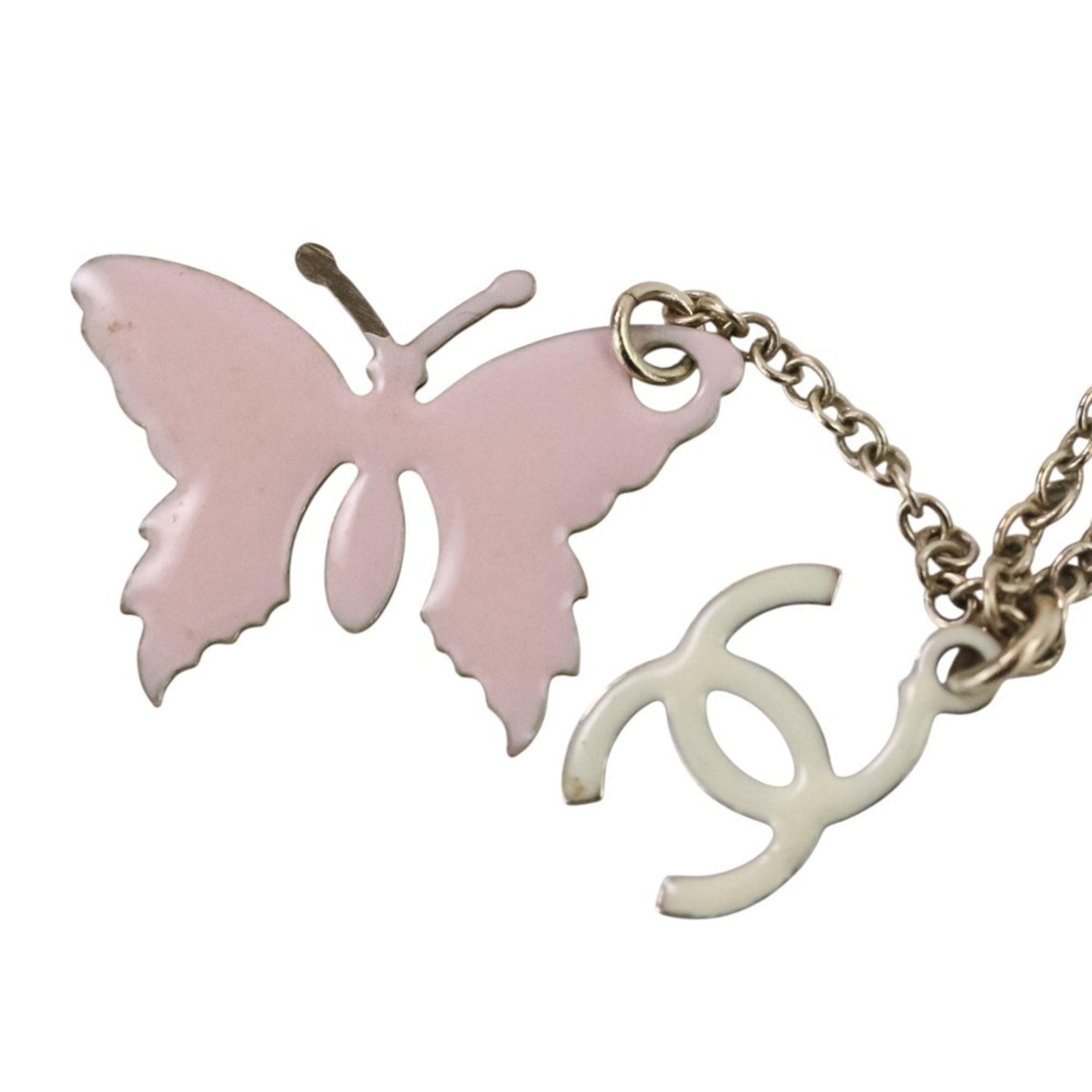 CC Logo Butterfly Pendant Necklace Metal