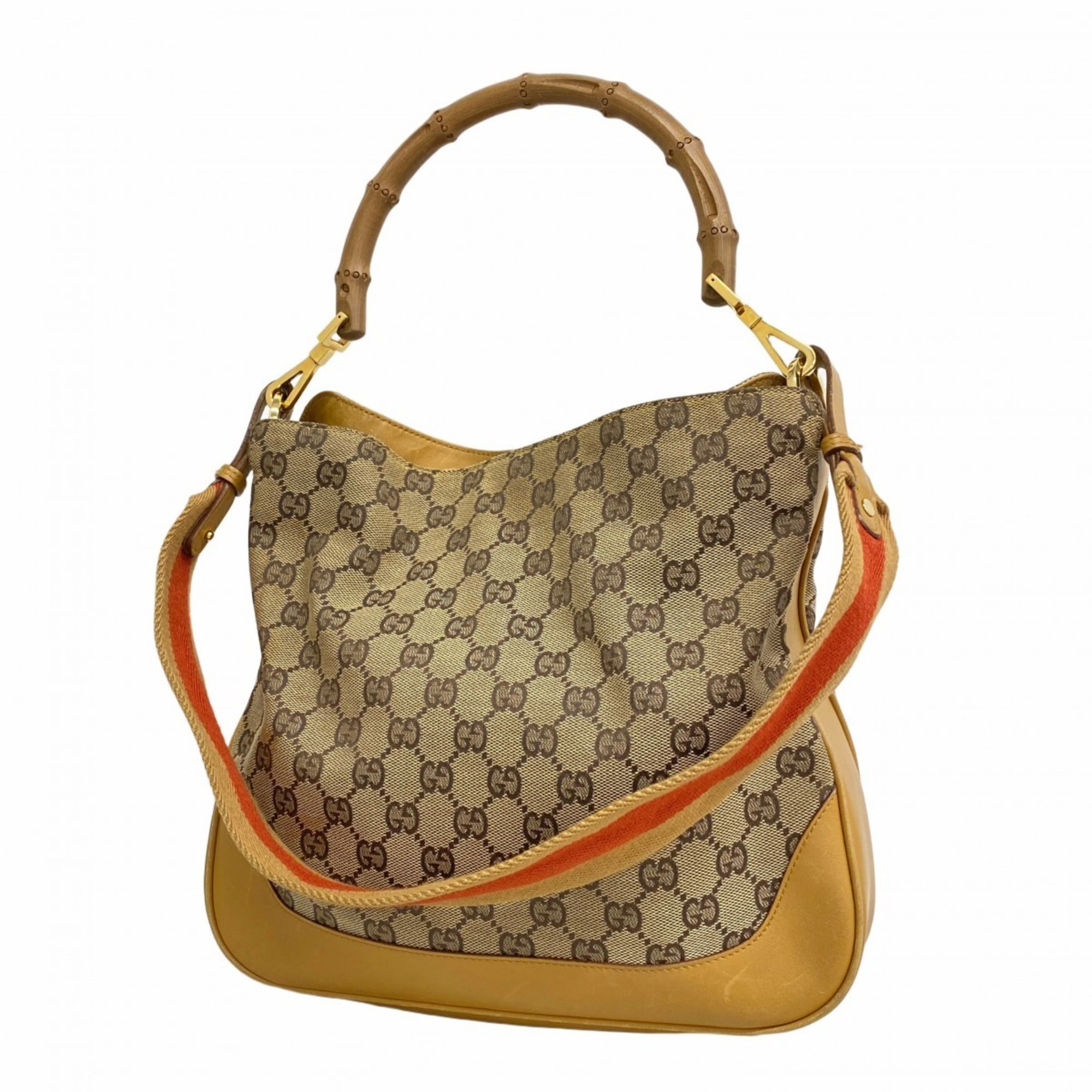 Diana Bamboo Shoulder Bag GG Canvas Medium