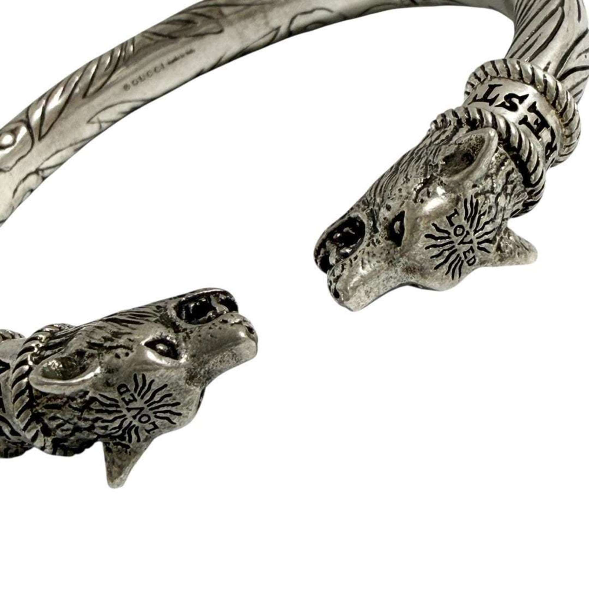 Anger Forest Wolf Bangle Sterling Silver Bracelet
