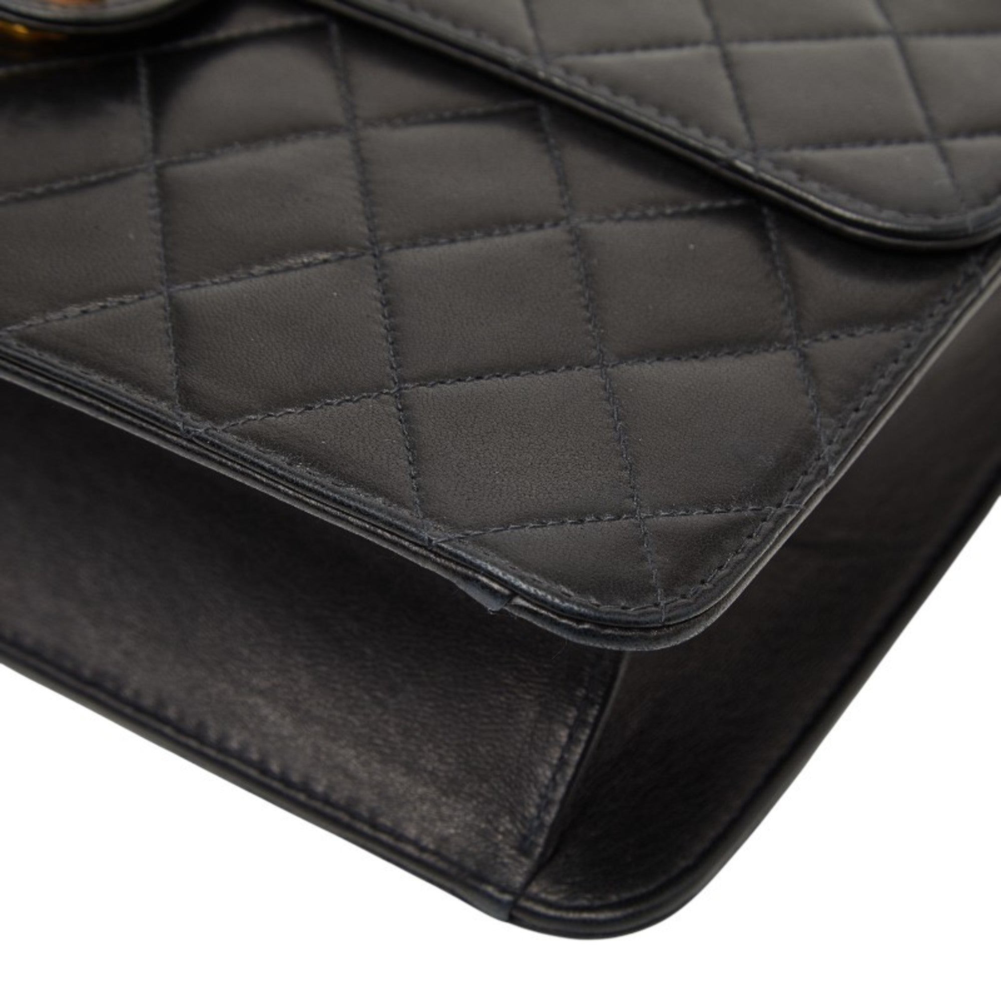 Vintage Clutch with Chain Quilted Leather Medium