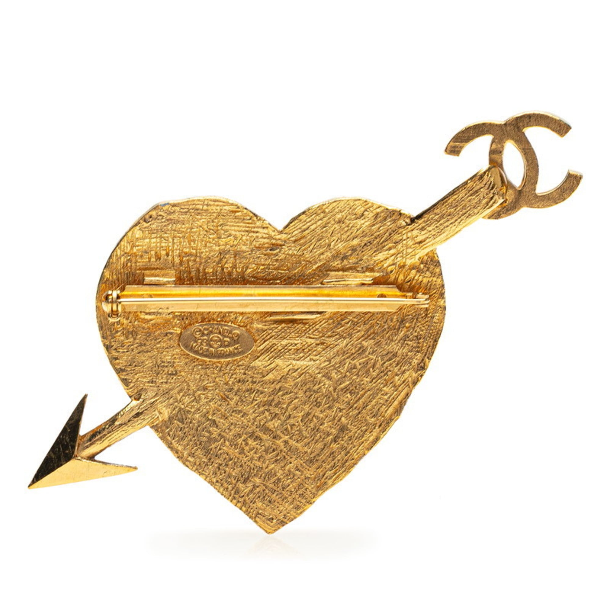 CC Logo Heart Brooch Metal