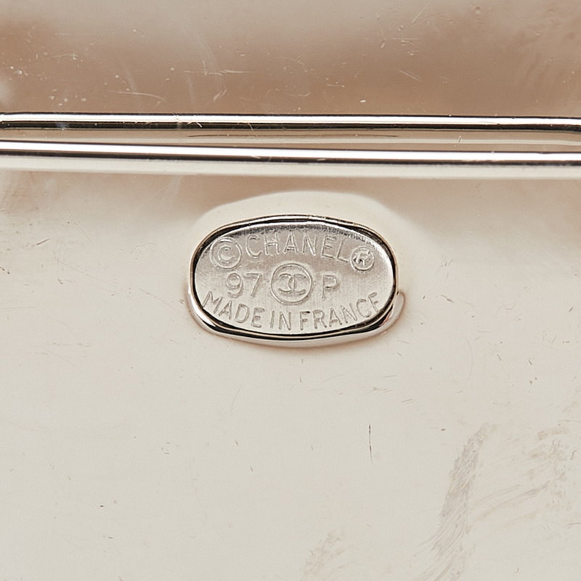 CC Logo Brooch Silver-Tone Metal