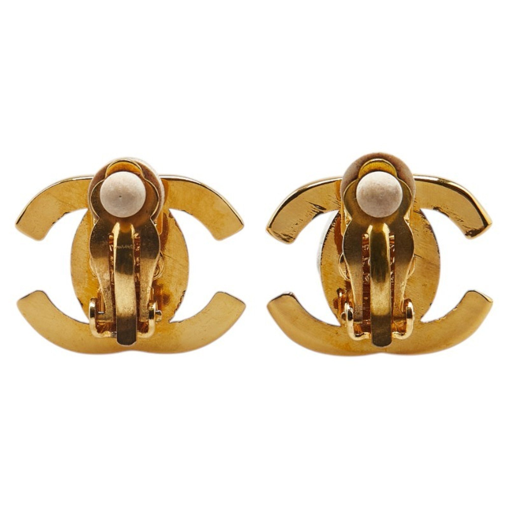 CC Logo Turnlock Clip-On Earrings Metal Gold-Tone Metal