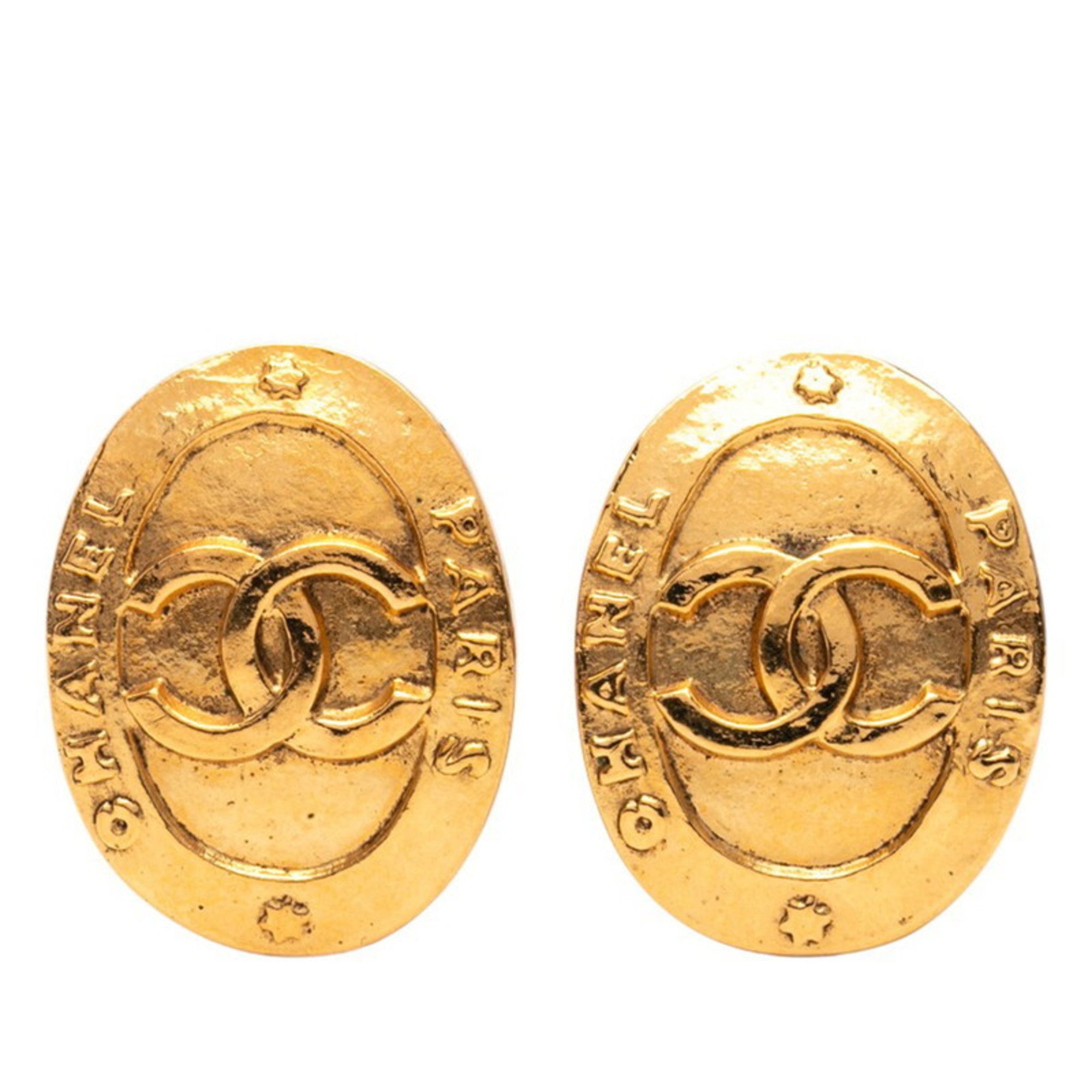 CC Logo Clip-On Earrings Metal Gold-Tone Metal