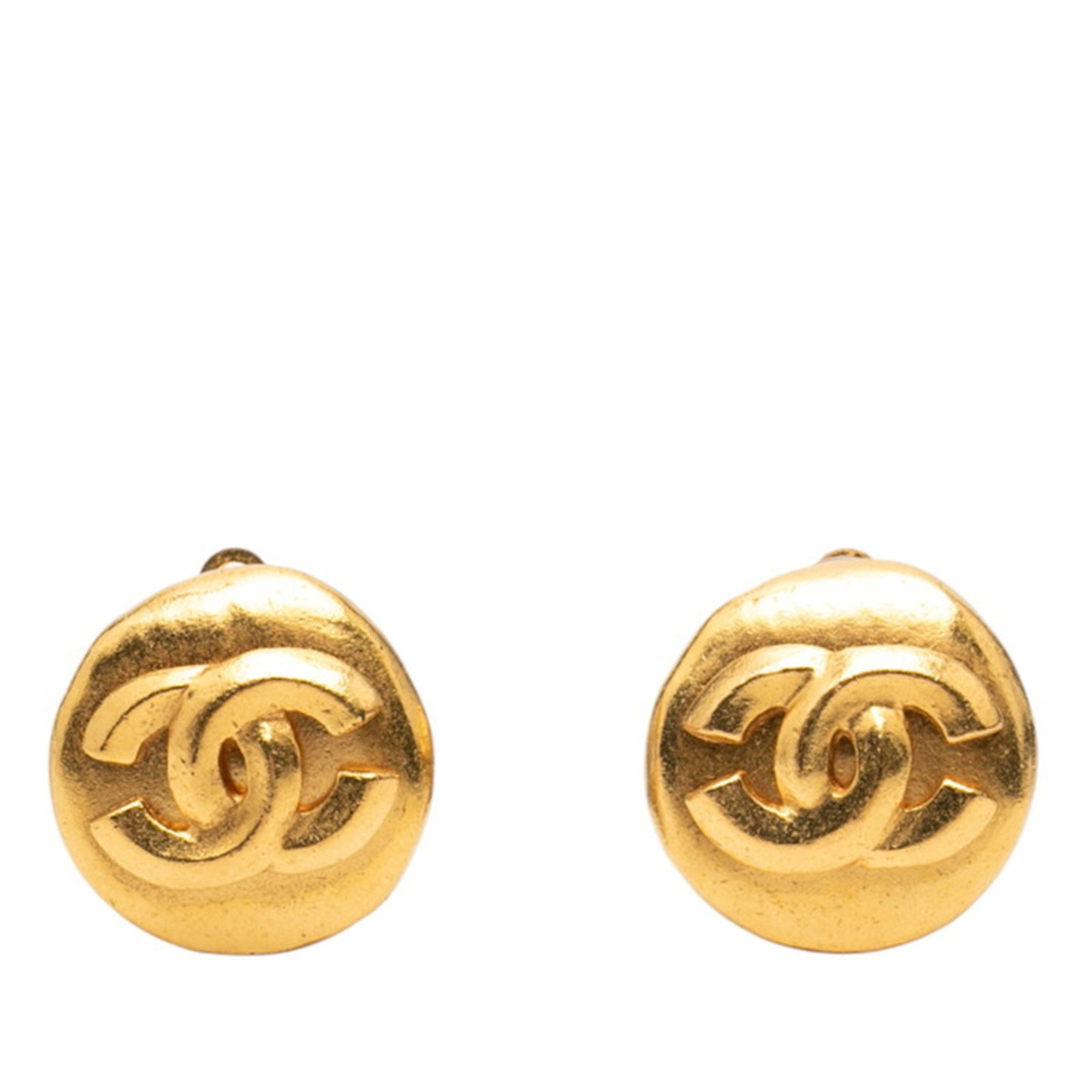 CC Logo Clip-On Earrings Metal Gold-Tone Metal