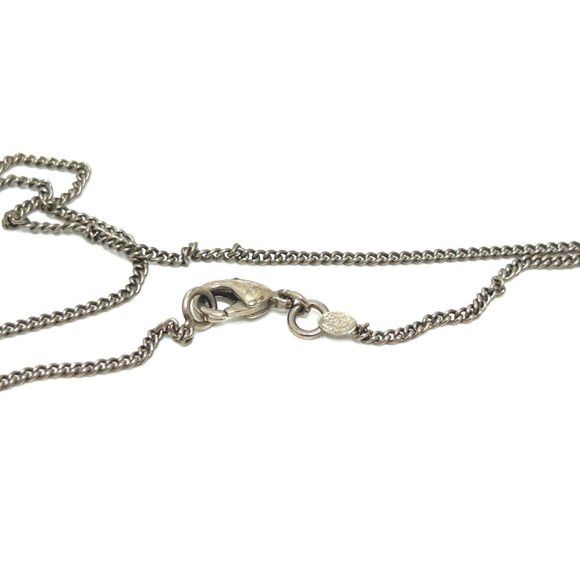 CC Logo Chain Heart Pendant Necklace Silver-Tone Metal