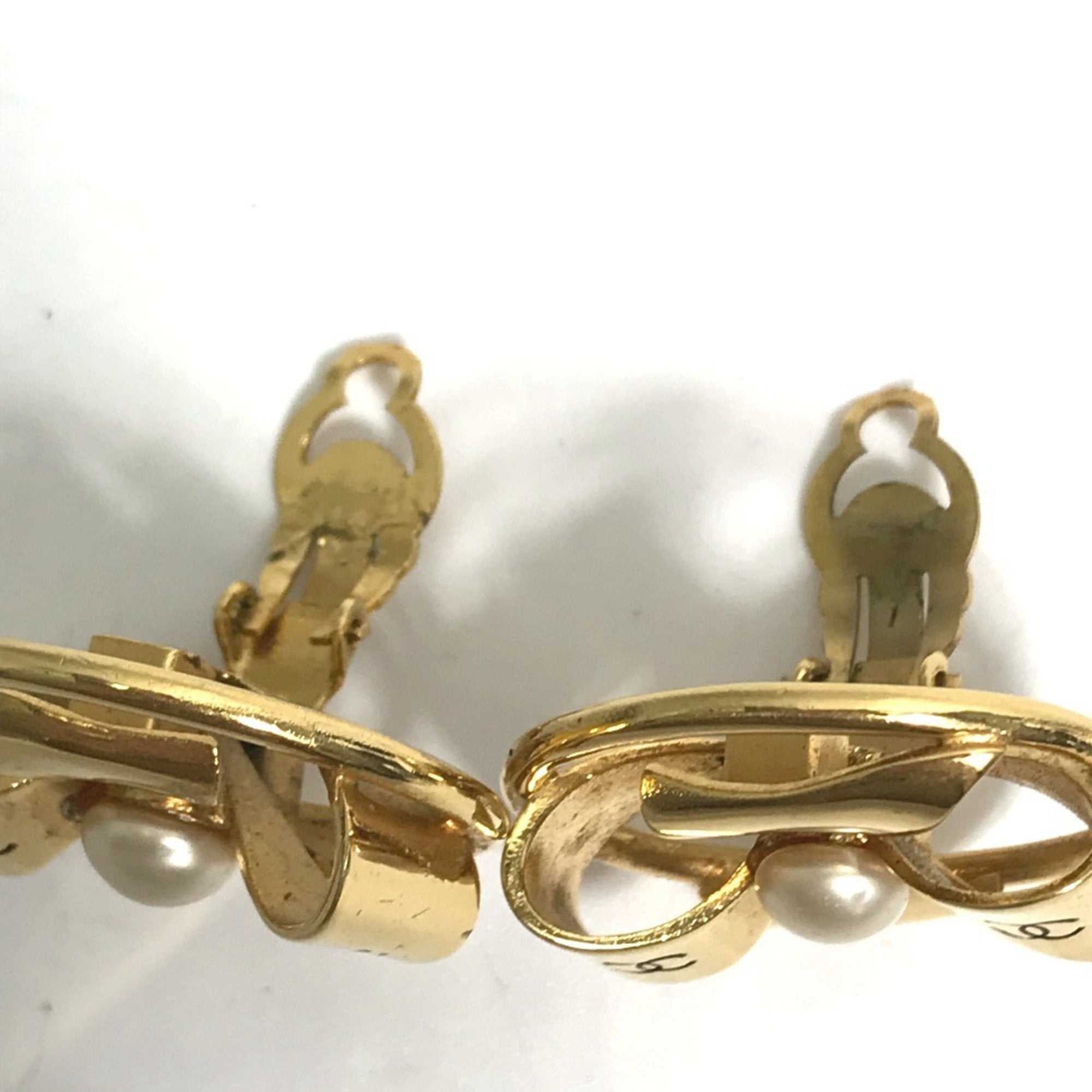 CC Logo Round Clip-On Earrings Gold-Tone Metal Gold-Tone Metal