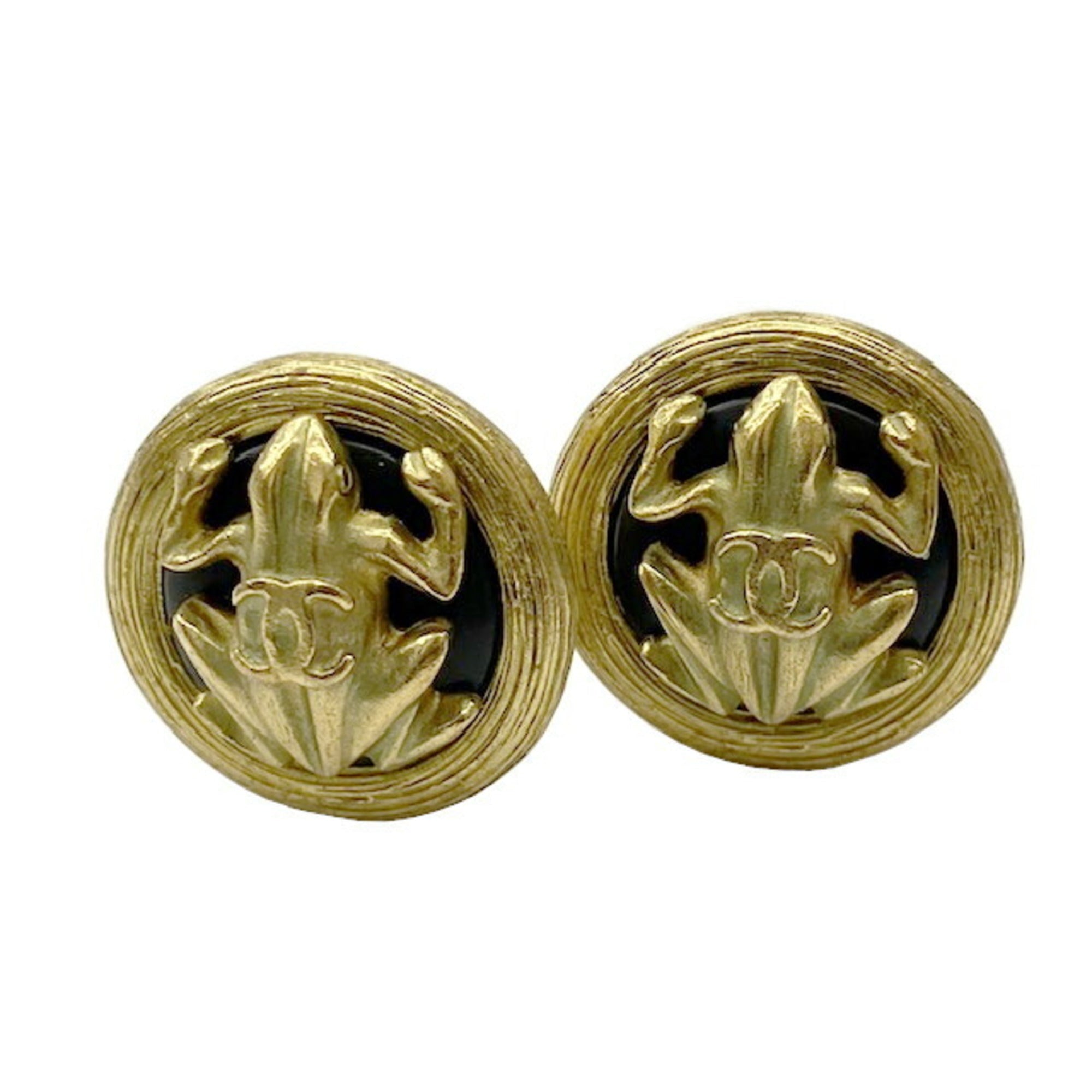 CC Logo Clip-On Earrings Metal Gold-Tone Metal