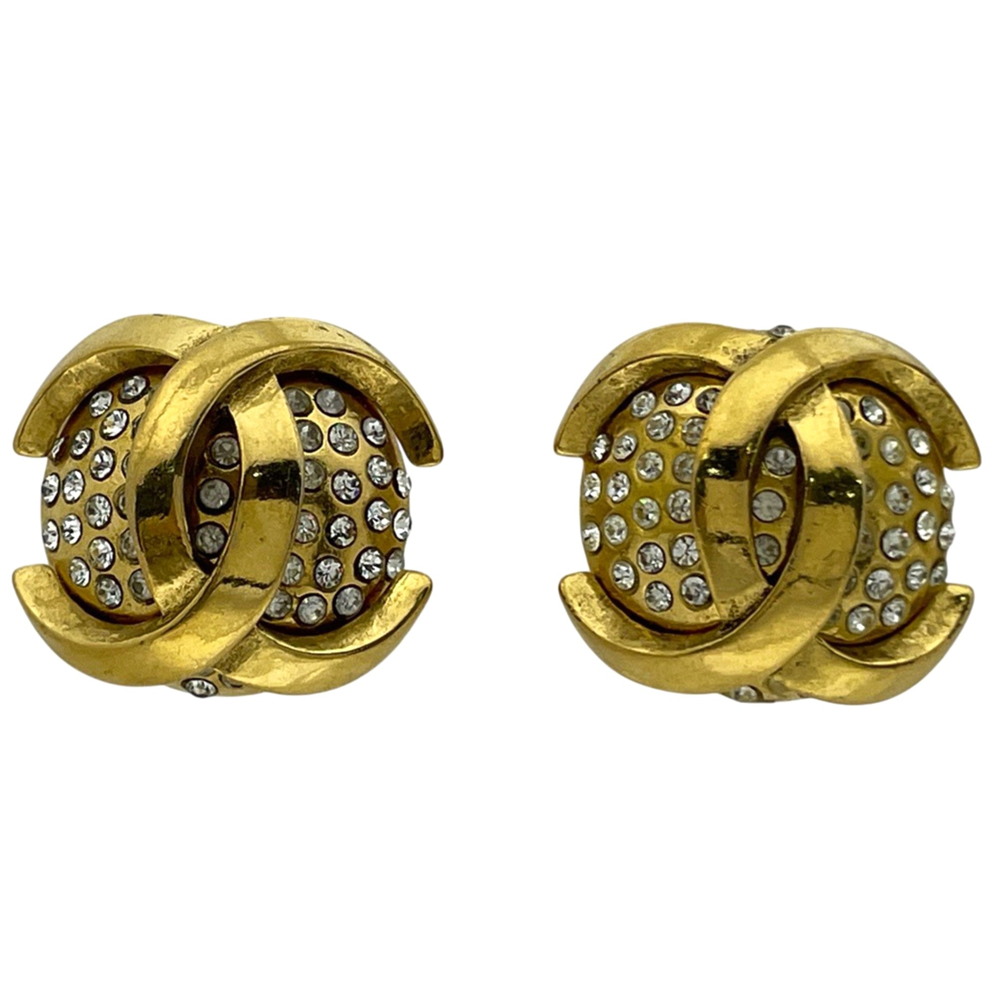 CC Logo Clip-On Earrings Metal Gold-Tone Metal
