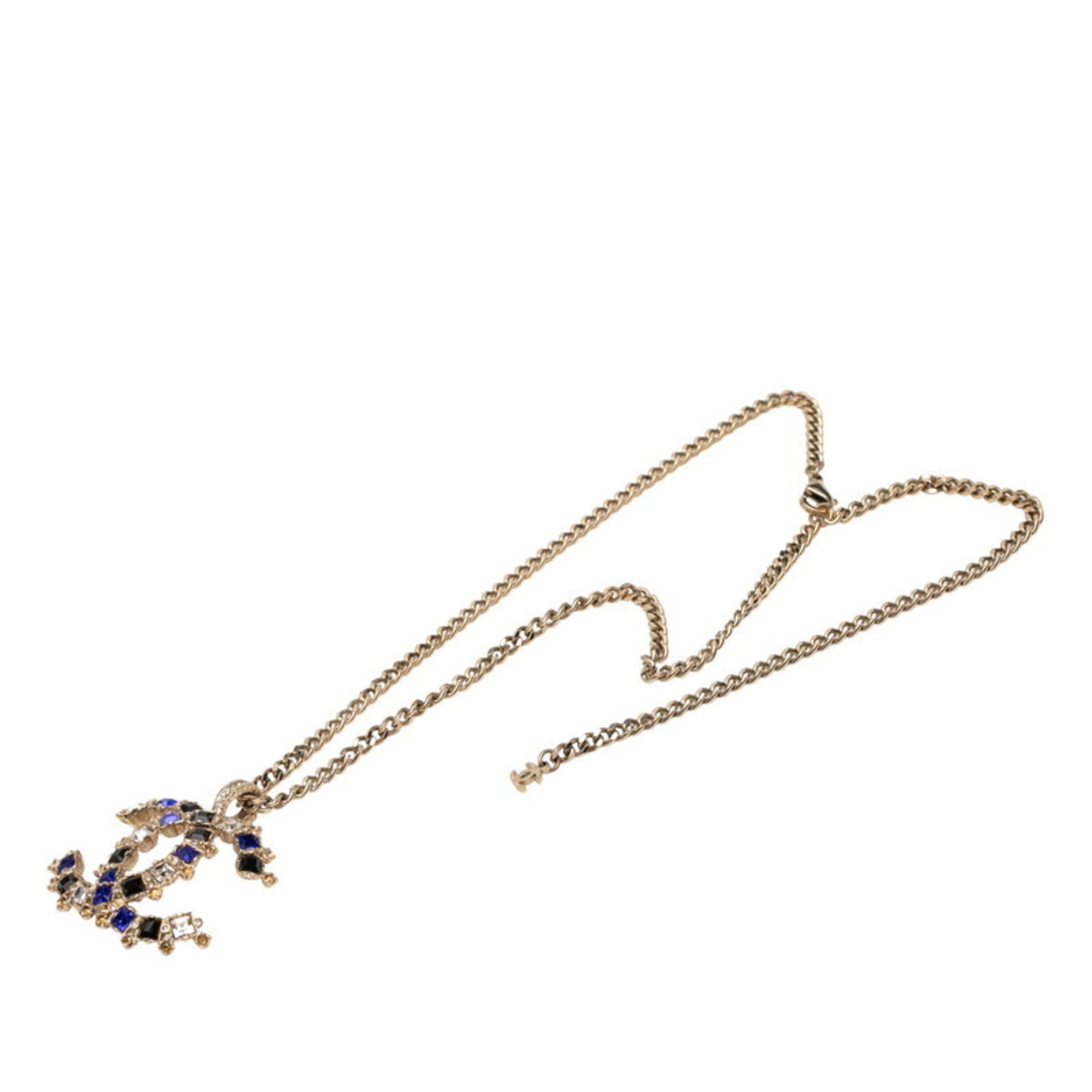 CC Logo Pendant Necklace Gold-Tone Metal