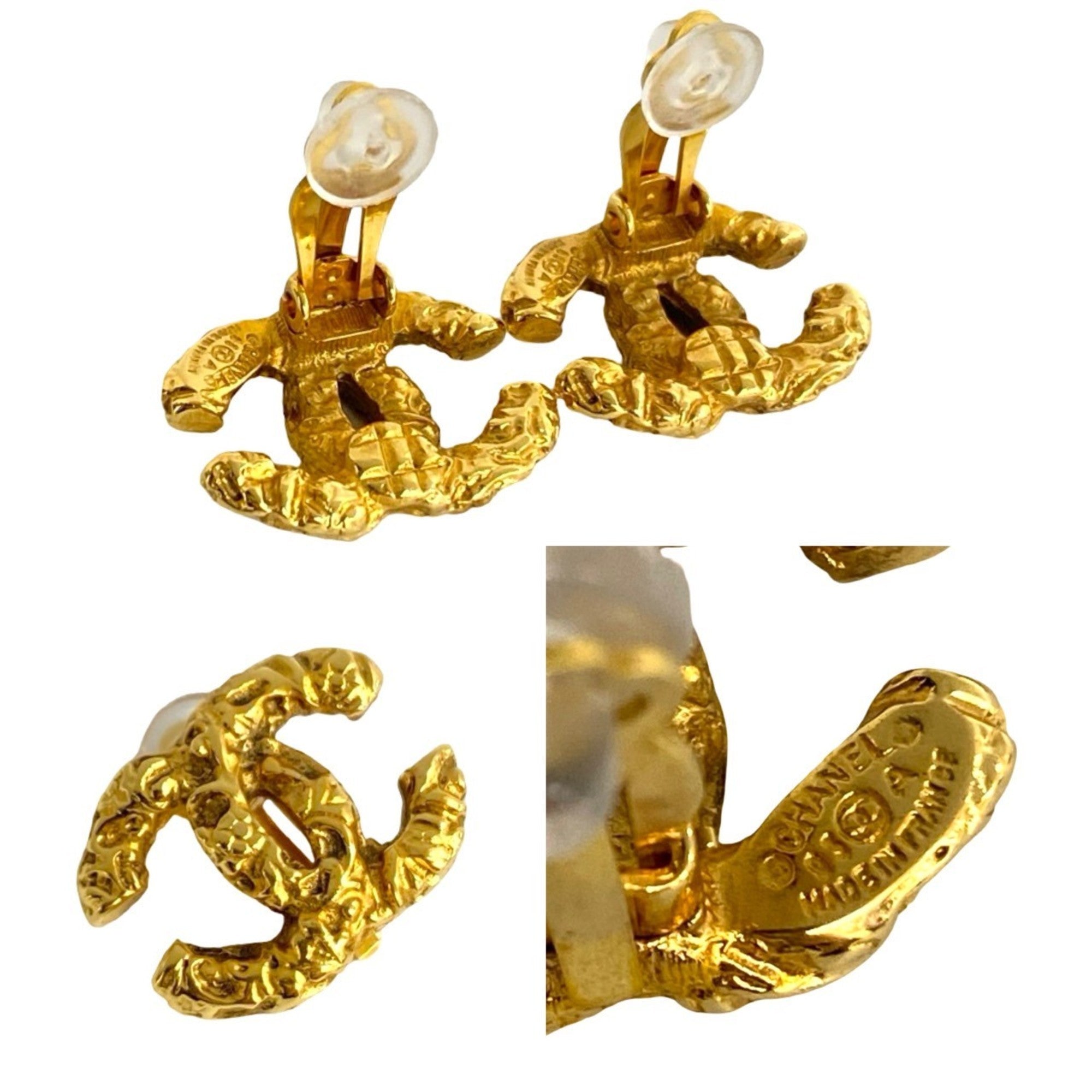 CC Logo Clip-On Earrings Metal Gold-Tone Metal