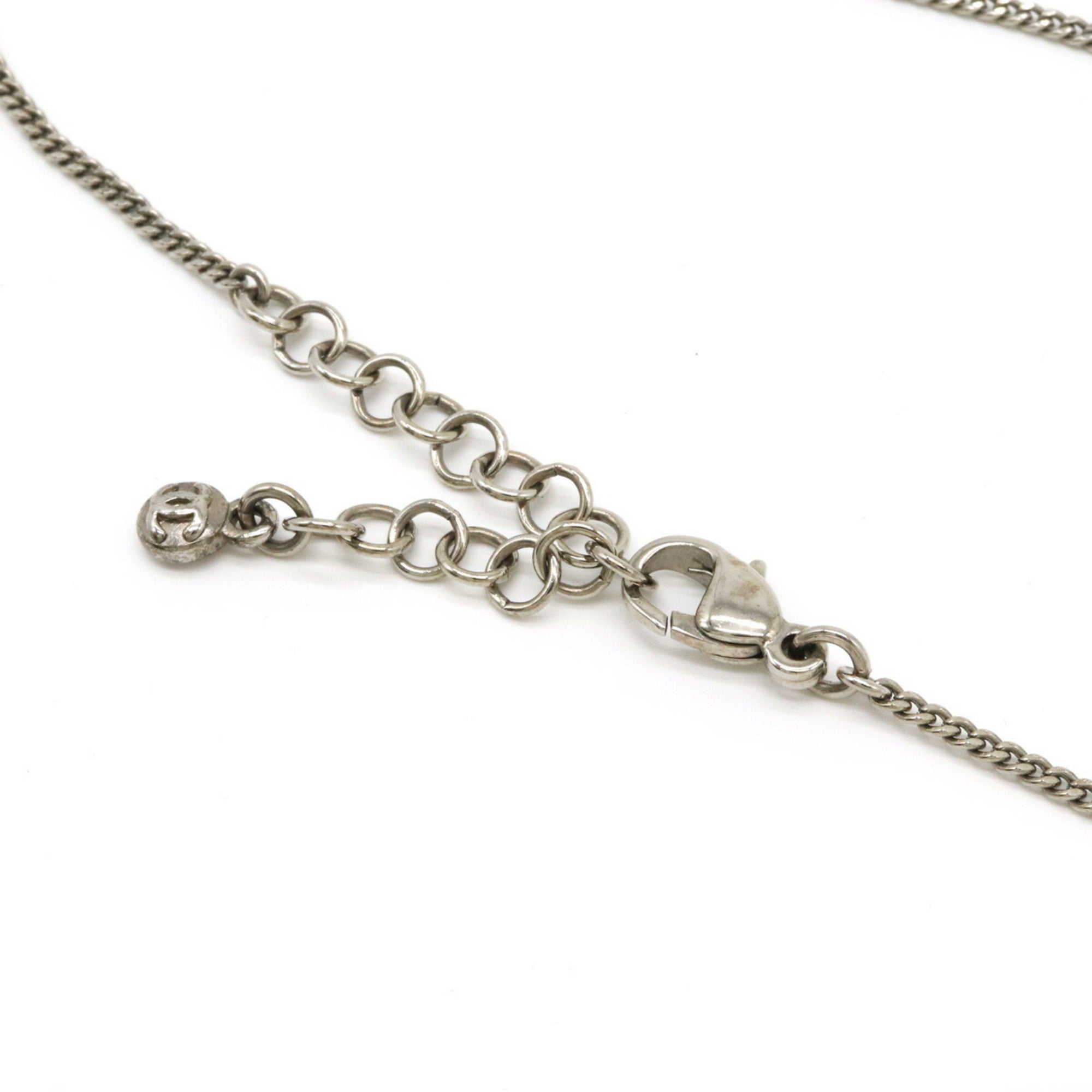 CC Logo Pendant Necklace Silver-Tone Metal