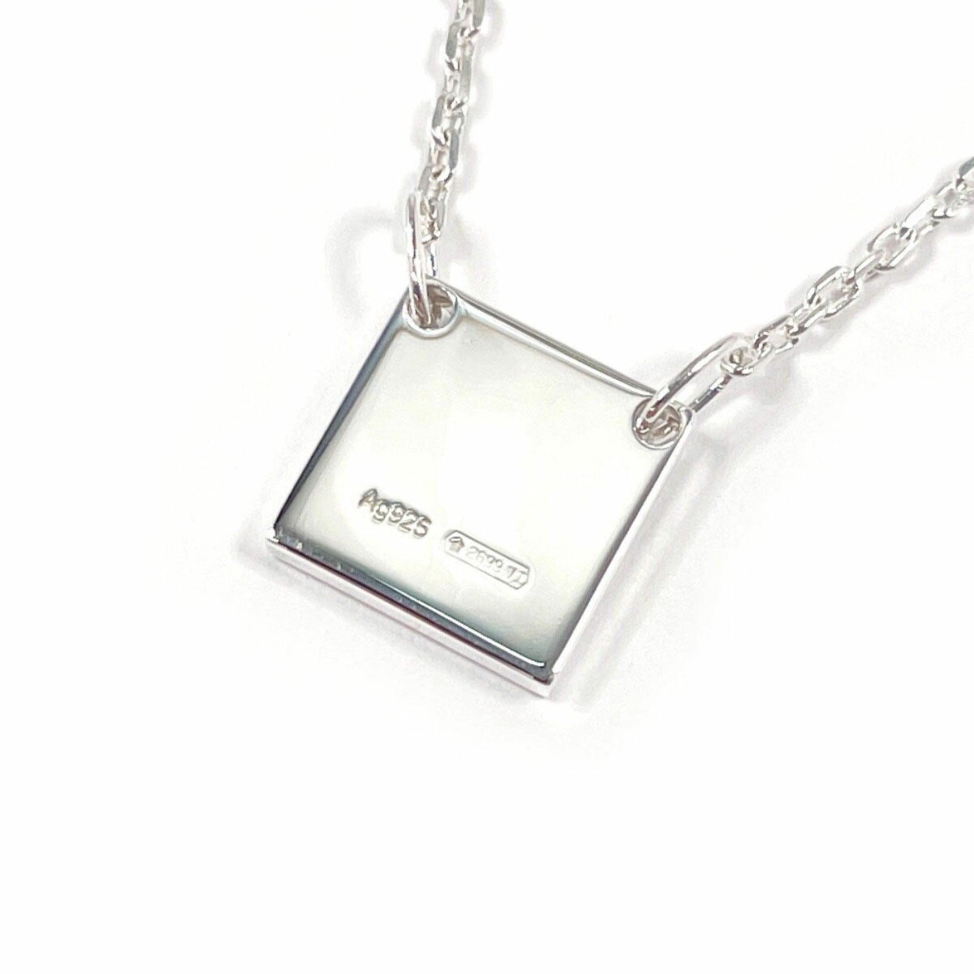 Square Plate Pendant Necklace Sterling Silver