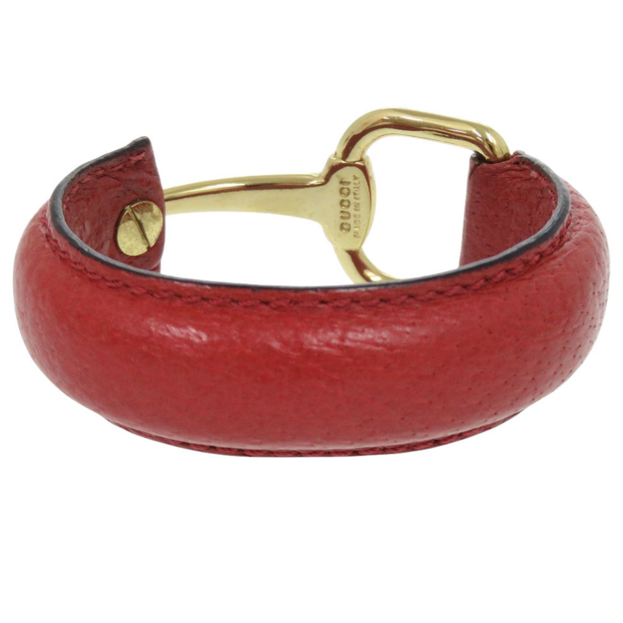 Horsebit Leather Bracelet Red