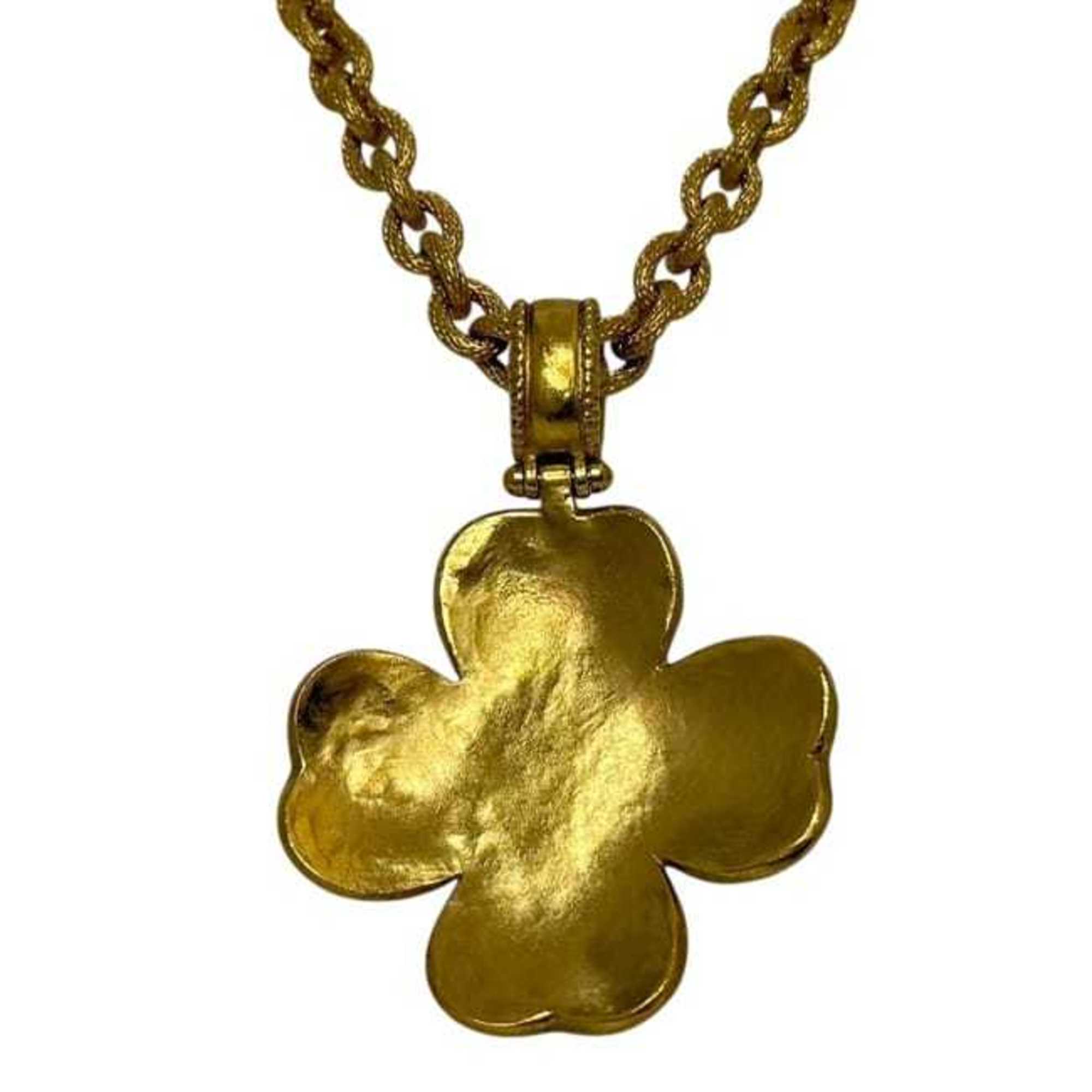 CC Logo Chain Clover Pendant Necklace Metal