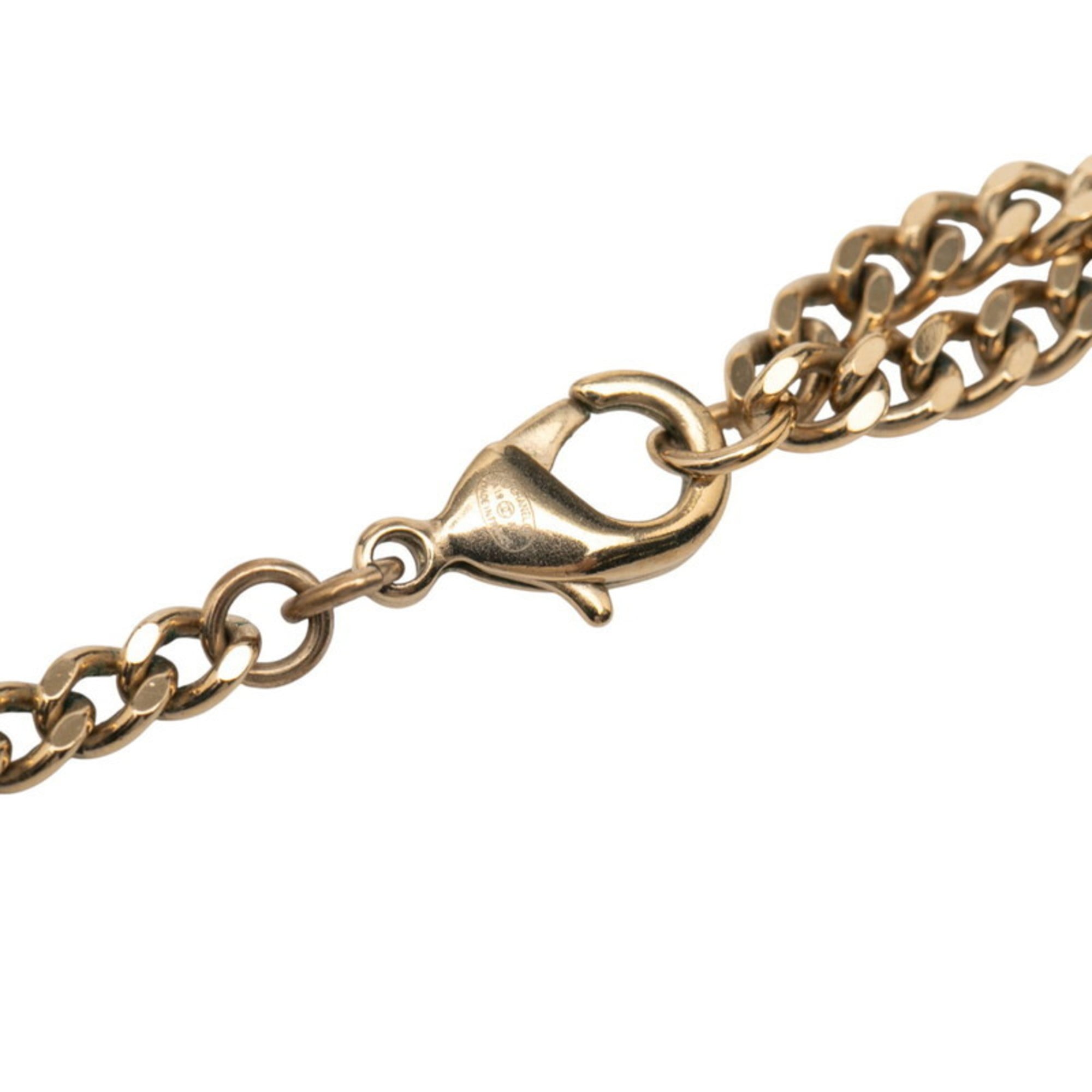 CC Logo Pendant Necklace Gold-Tone Metal