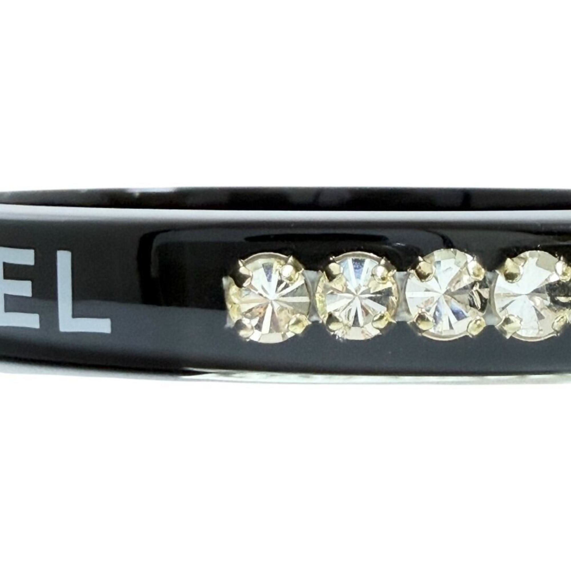 Bangle Bracelet Plastic and Rhinestone Black
