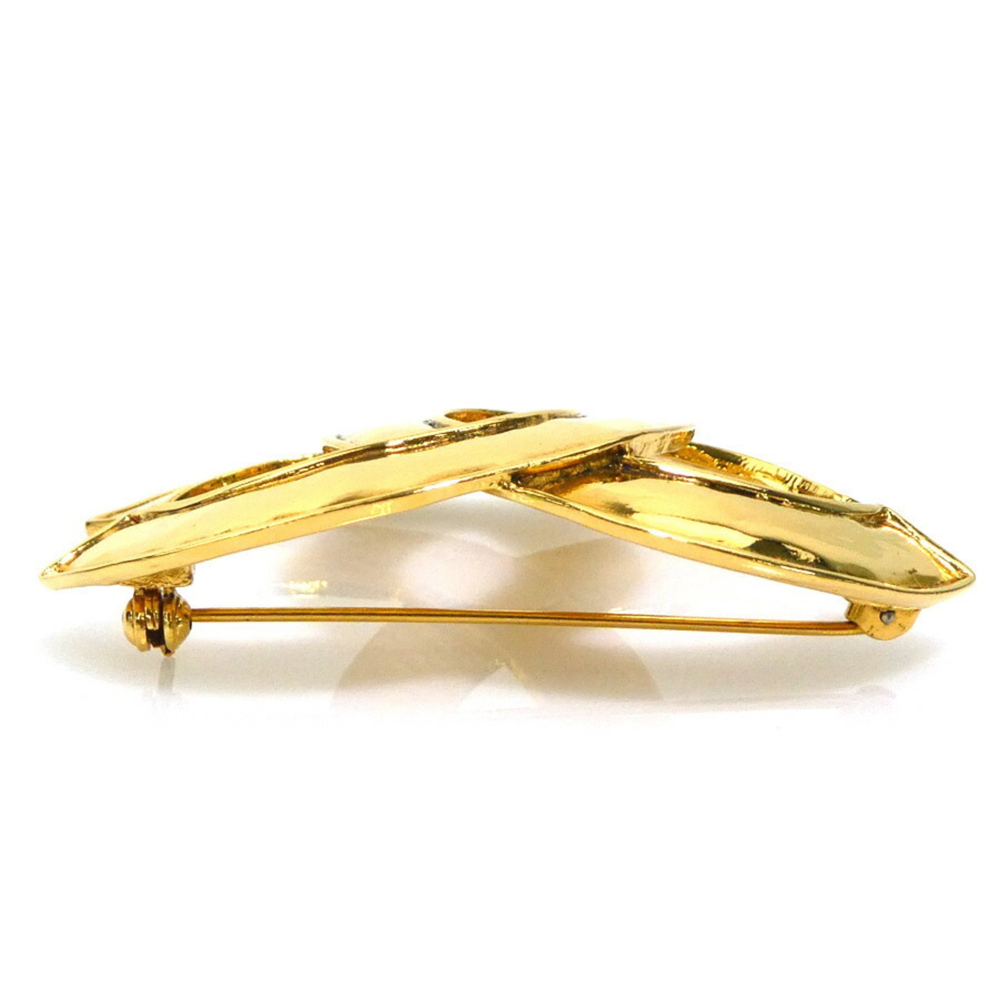 CC Logo Brooch Gold-Tone Metal