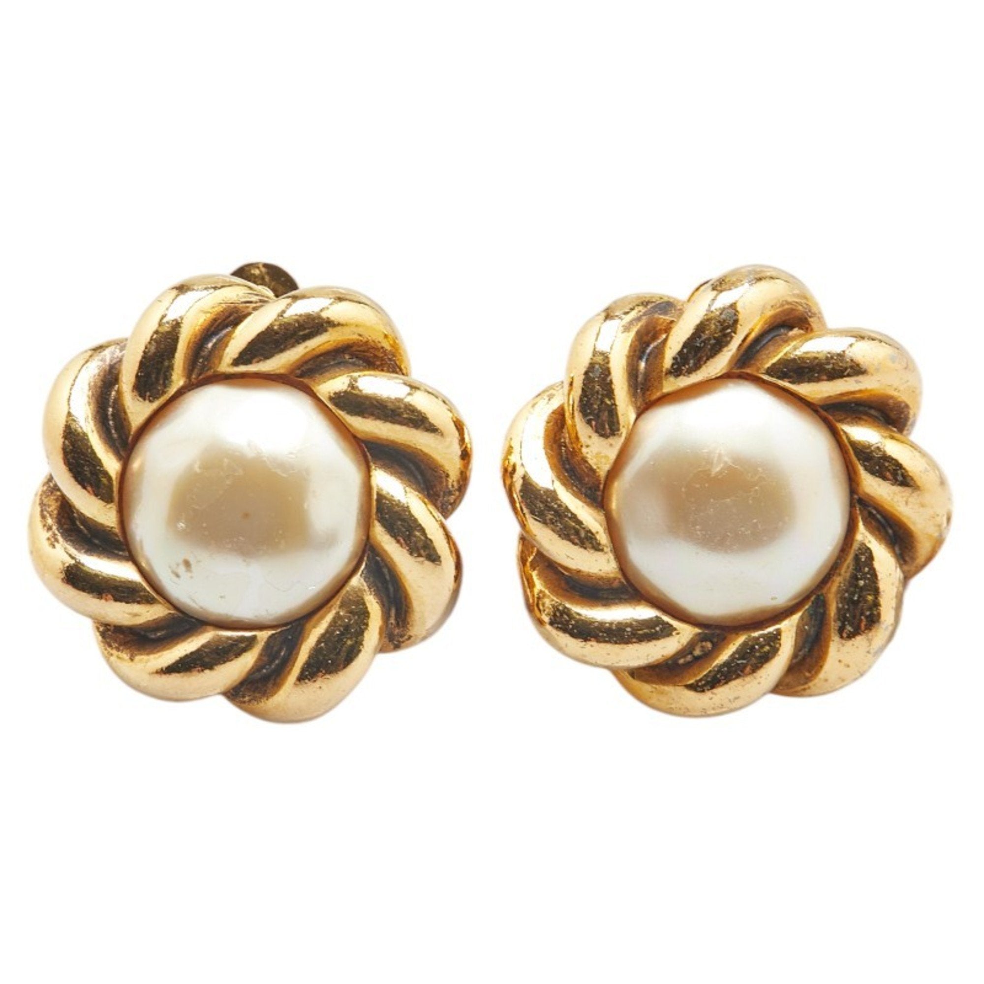 Clip-On Earrings Pearl Clip-On Gold-Tone Metal