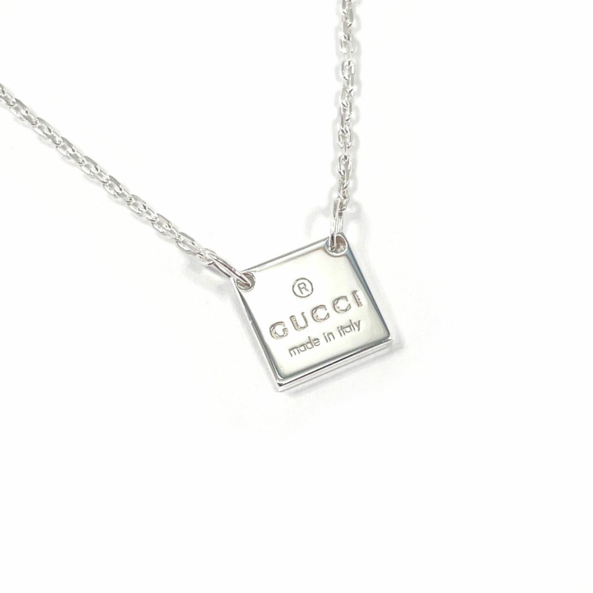 Square Plate Pendant Necklace Sterling Silver