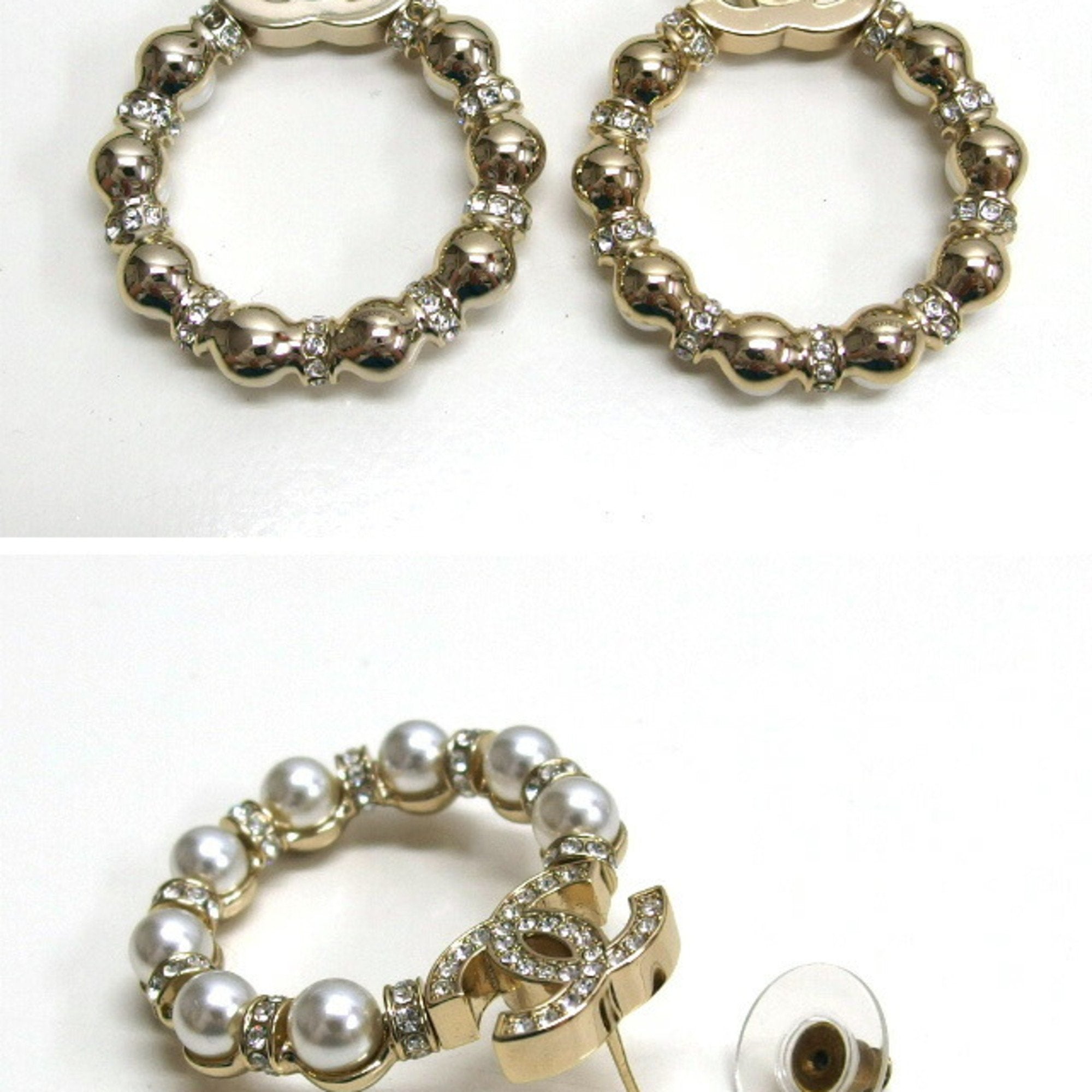 CC Logo Circle Earrings Gold-Tone Metal