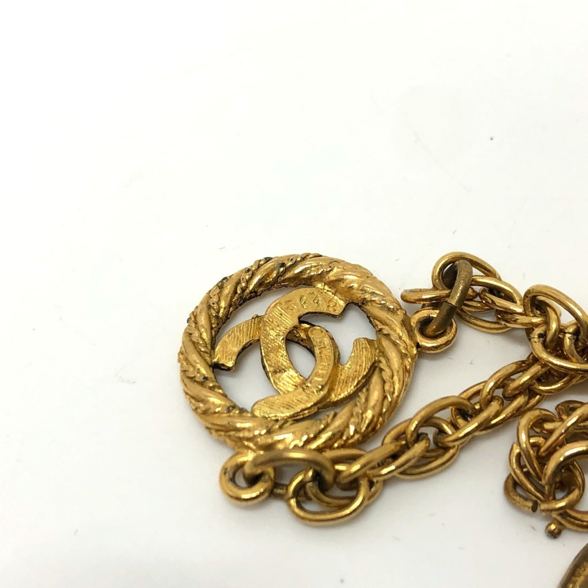 CC Logo Pendant Necklace Gold-Tone Metal