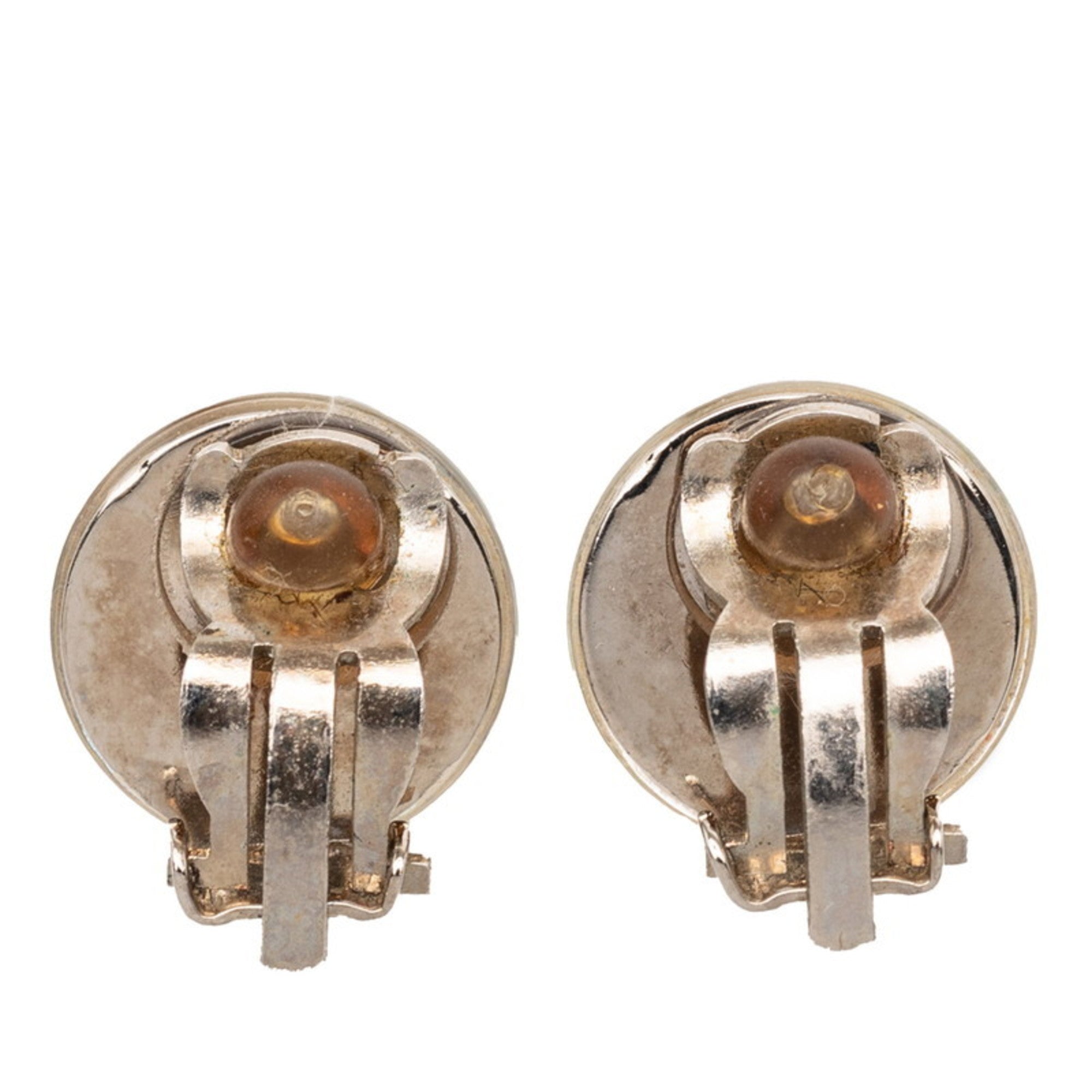 CC Logo Round Clip-On Earrings Silver-Tone Metal Silver-Tone Metal
