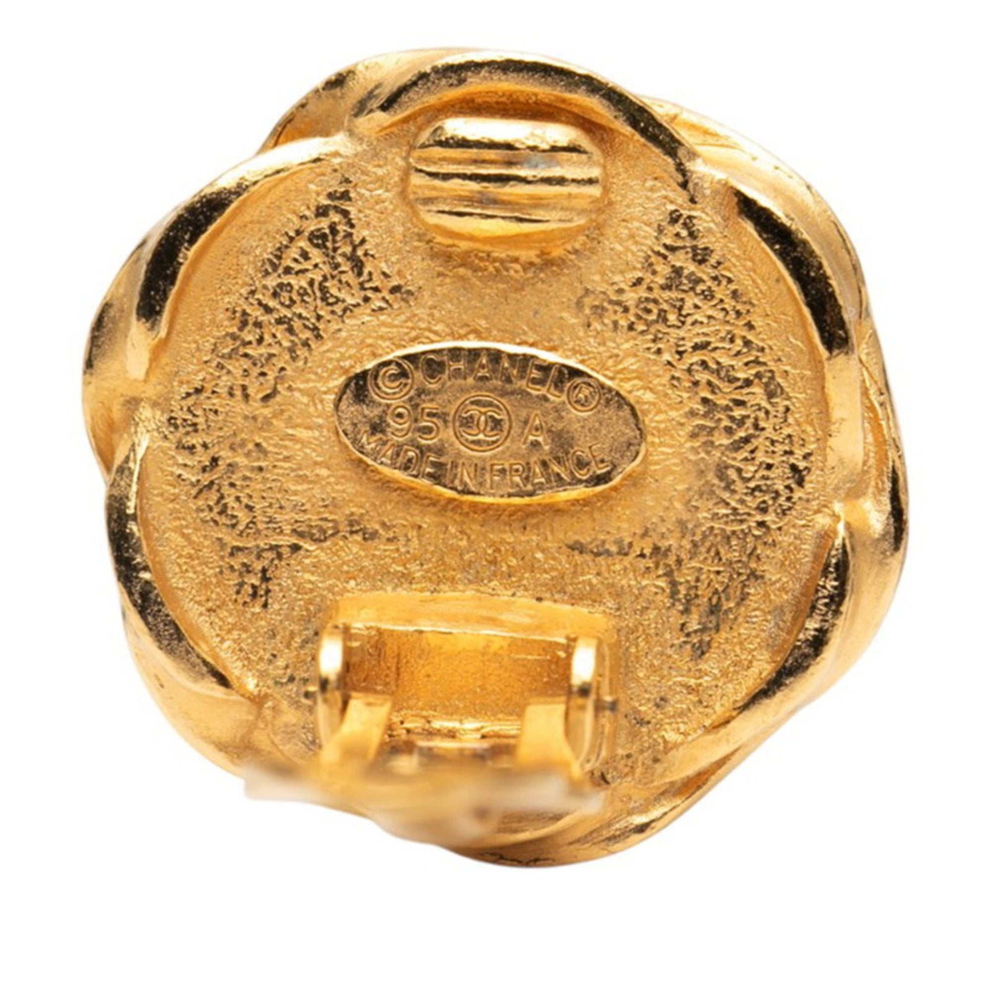 CC Logo Round Clip-On Earrings Gold-Tone Metal Gold-Tone Metal