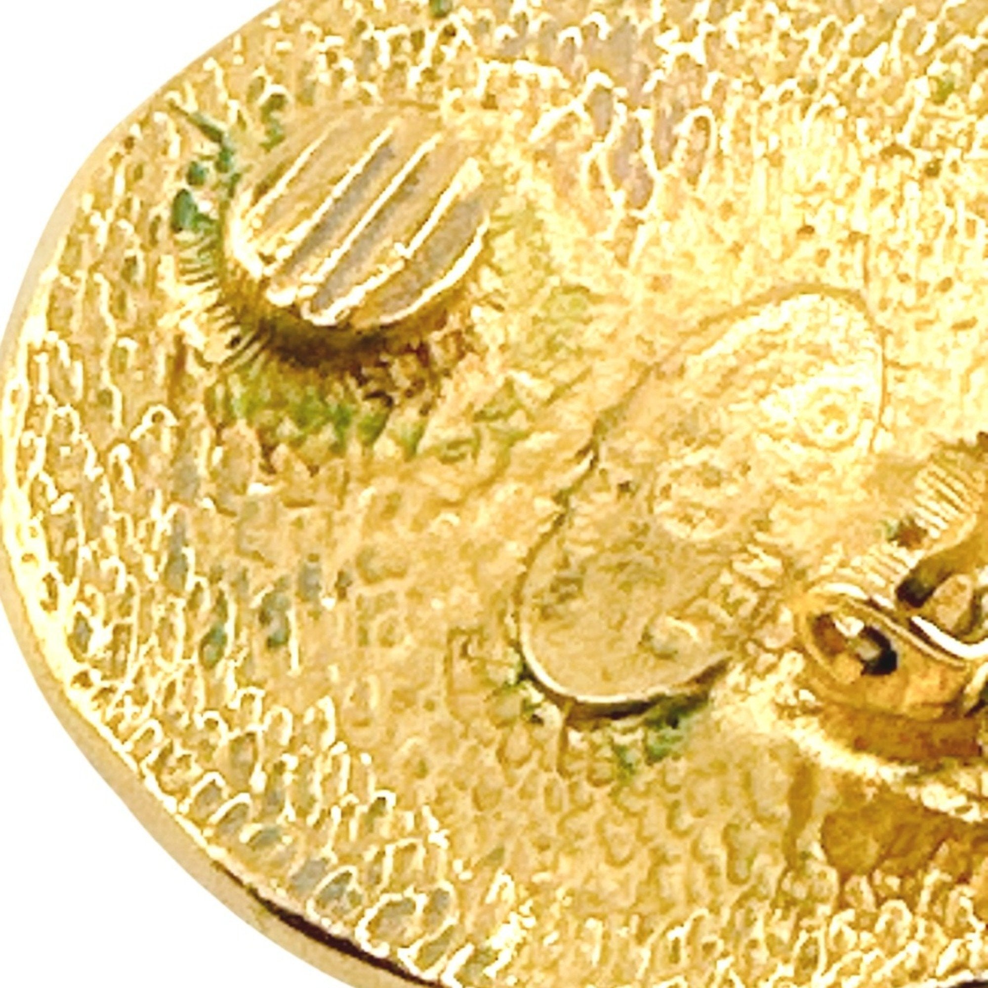 Vintage Earrings Logo Gold-Tone Metal