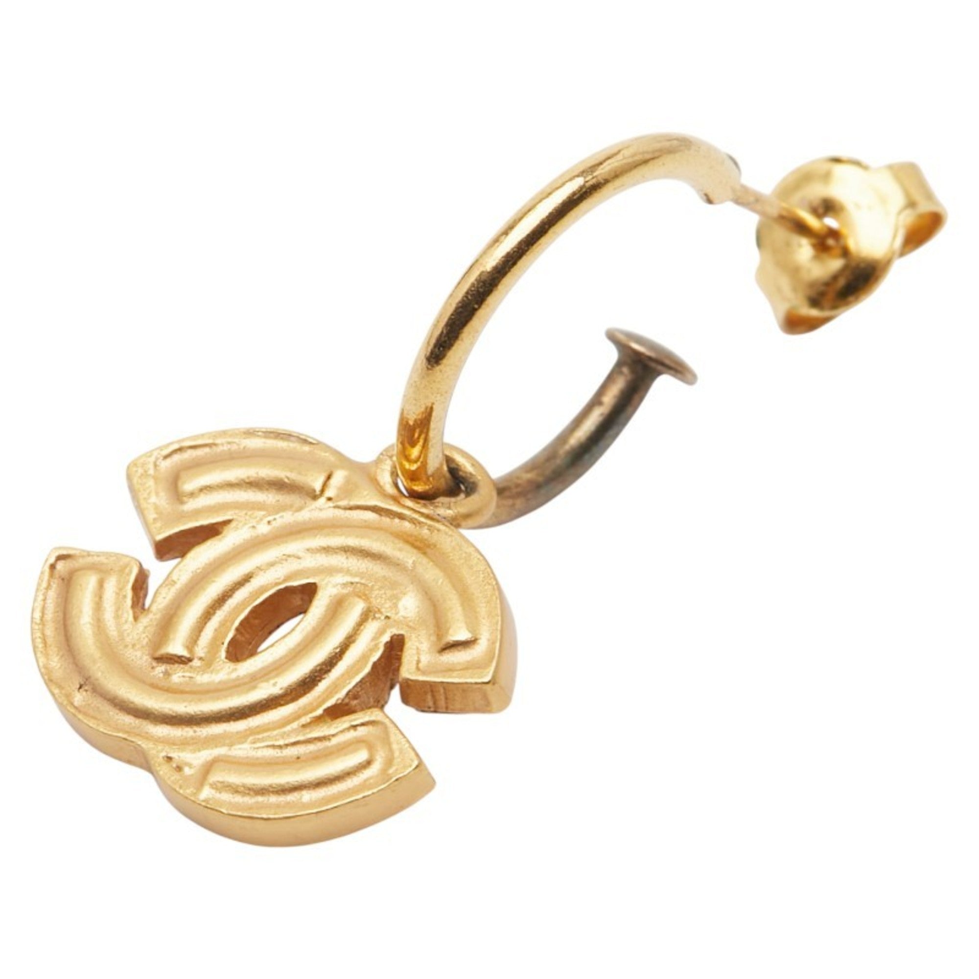 CC Logo Single Earring Metal Gold-Tone Metal