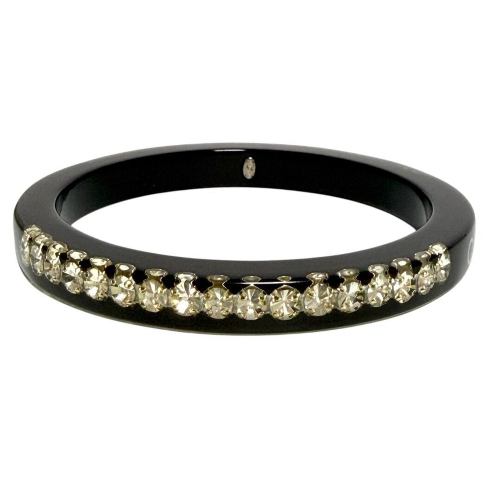 Bangle Bracelet Plastic and Rhinestone Black