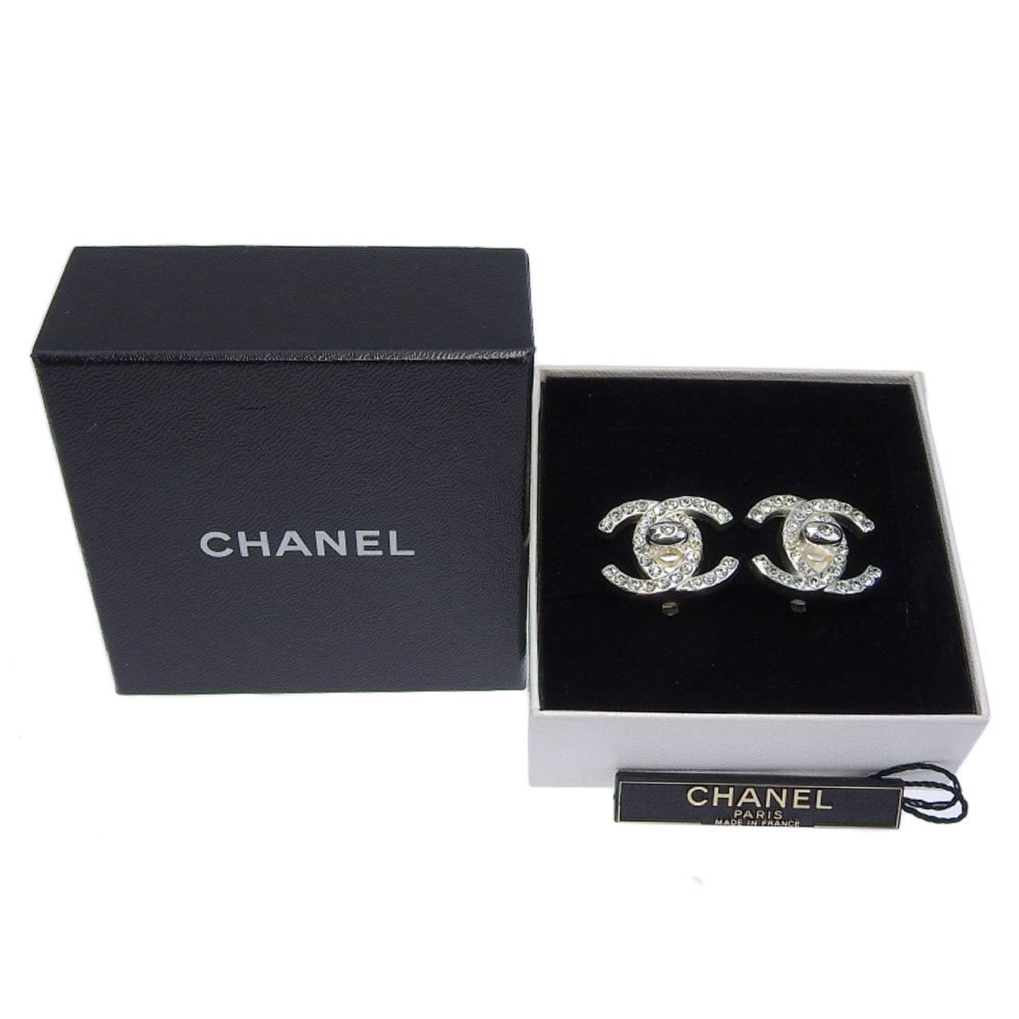 CC Logo Turnlock Clip-On Earrings Silver-Tone Metal Silver-Tone Metal