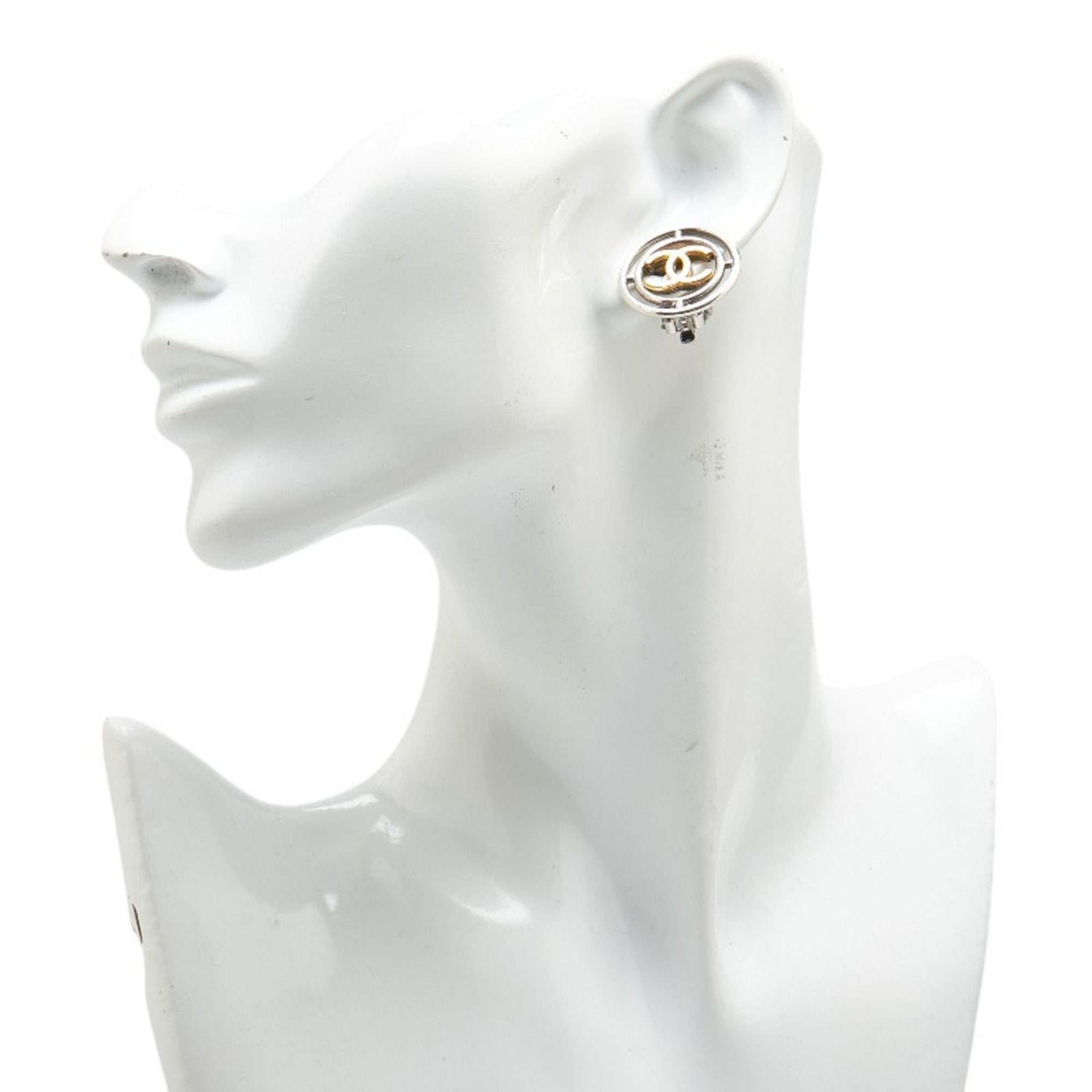 CC Logo Round Clip-On Earrings Gold-Tone Metal Gold-Tone Metal