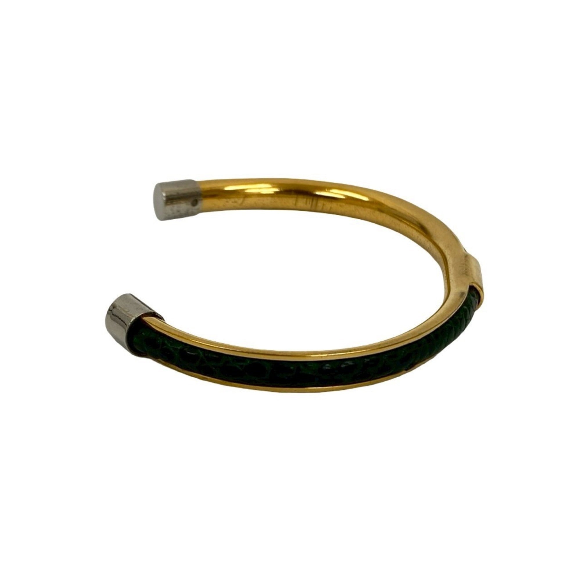 GG Bangle Bracelet Gold and Leather