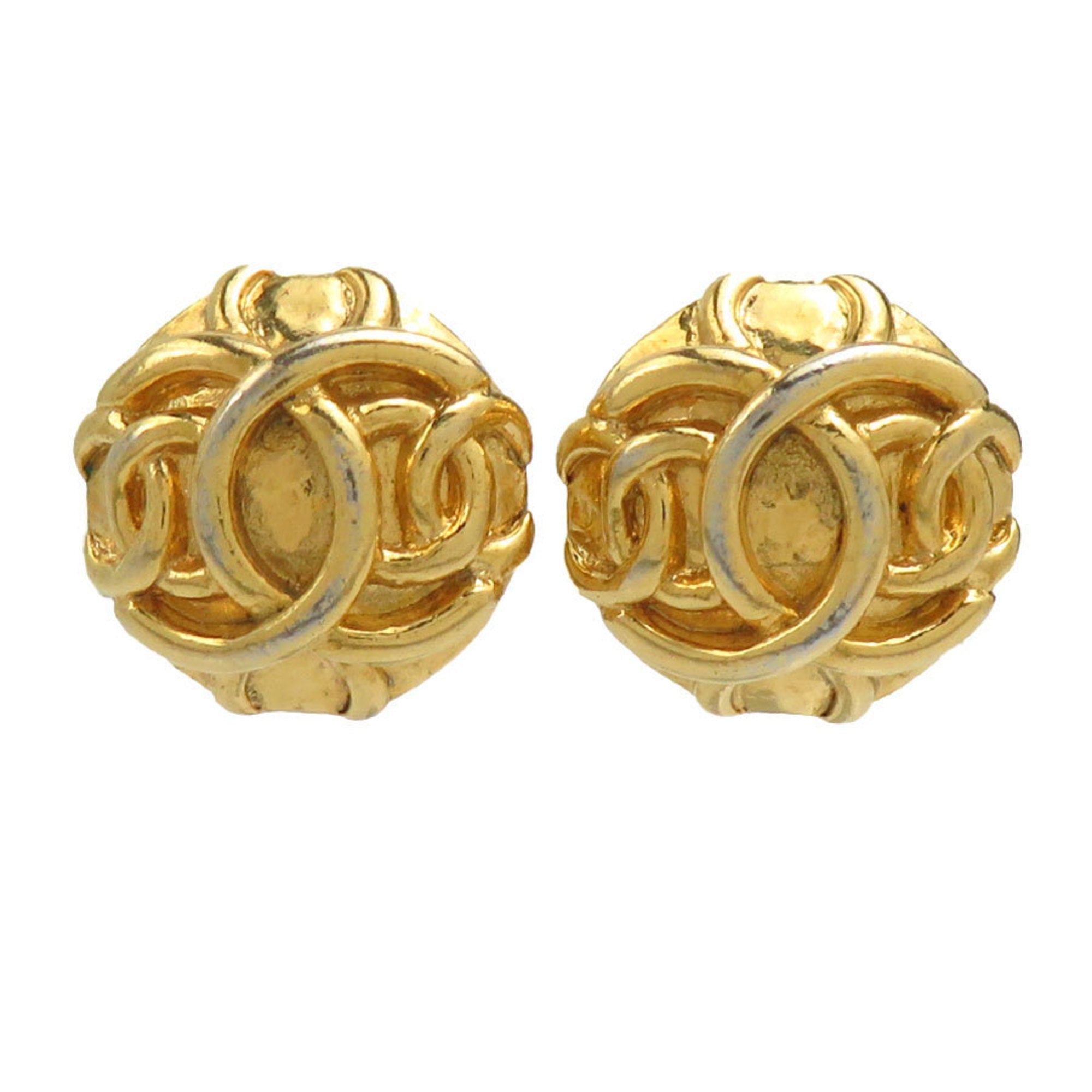 CC Logo Clip-On Earrings Gold-Tone Metal Gold-Tone Metal